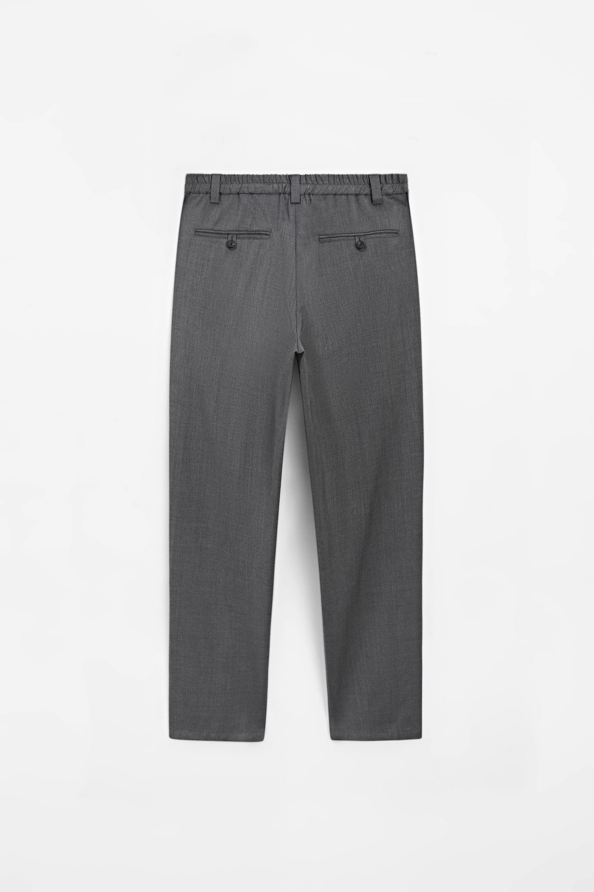 100% wool straight-leg pants — GREY