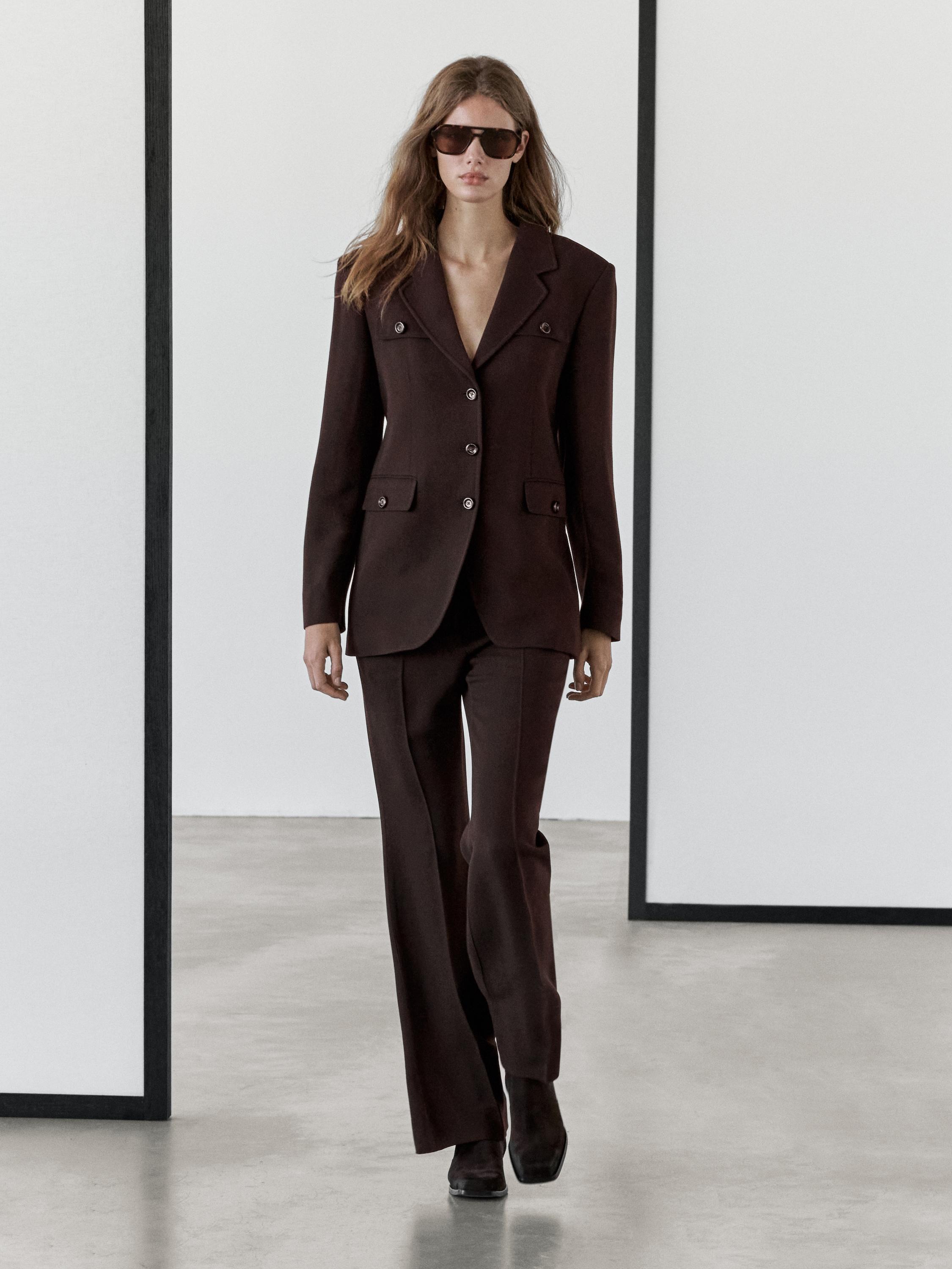 Flared trousers with pocket — Chocolate