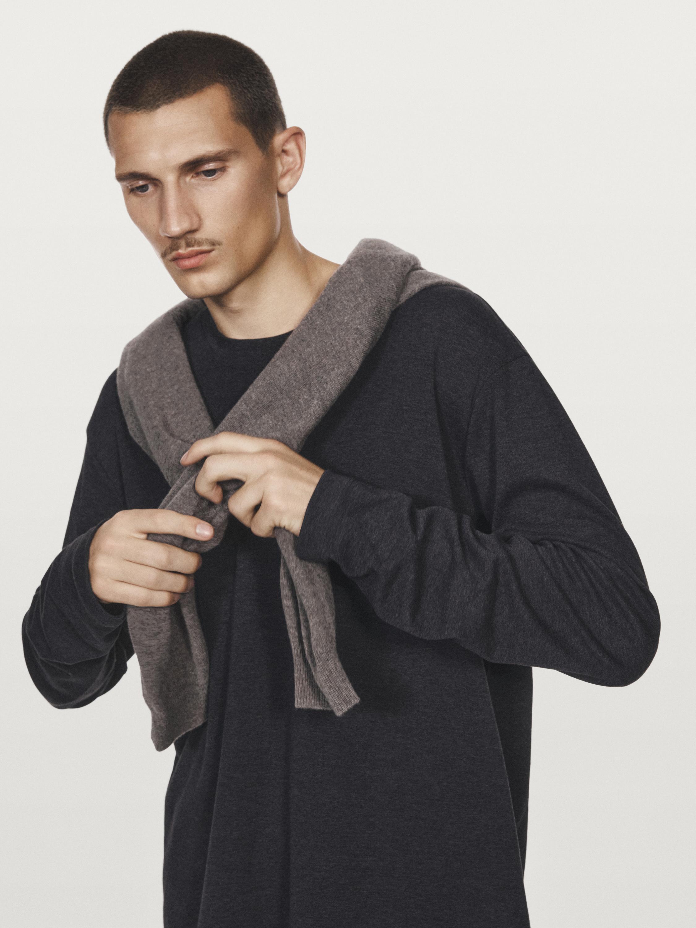 Long sleeve medium weight cotton T-shirt