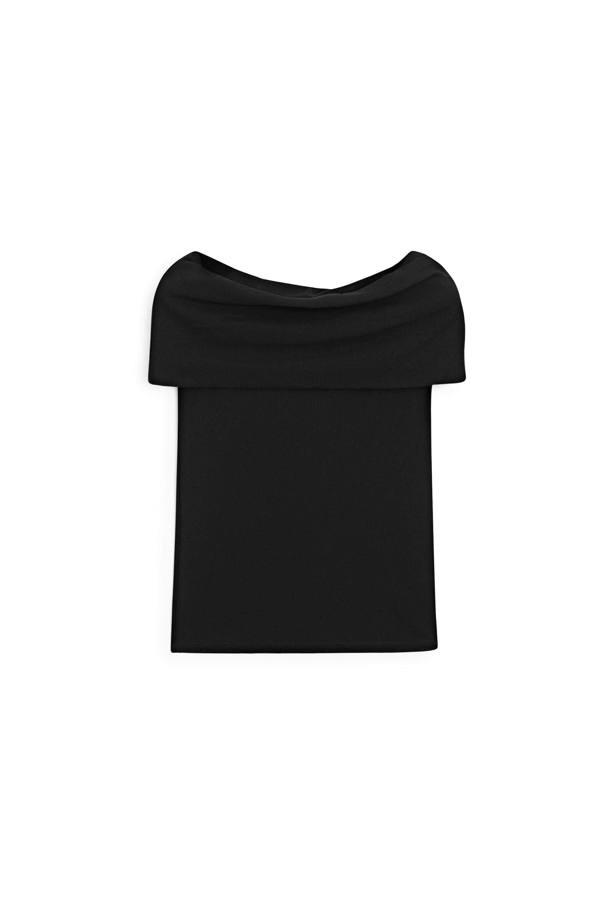 Cotton off-the-shoulder top — BLACK