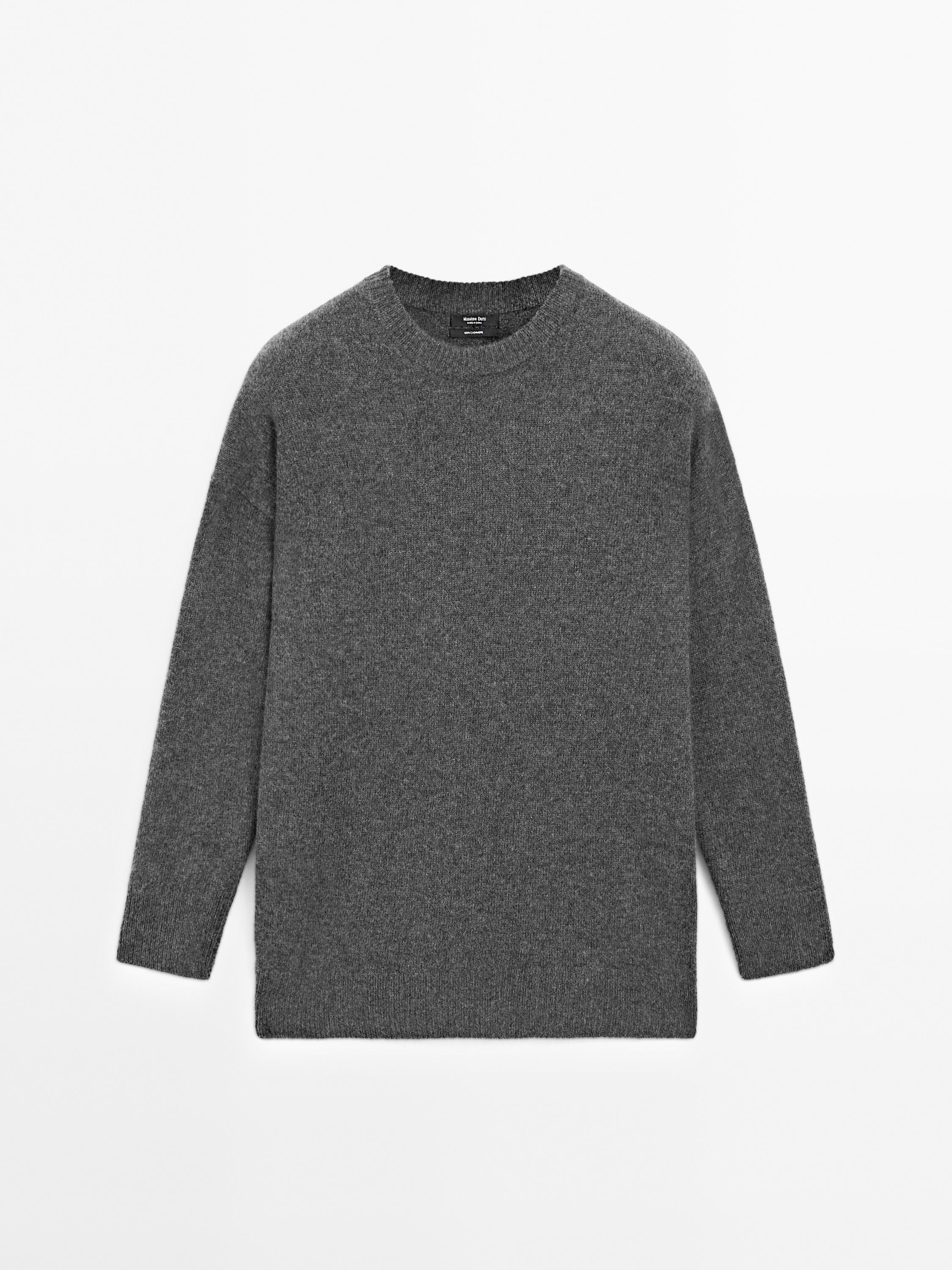 肘部裝飾山羊絨加大碼針織衫