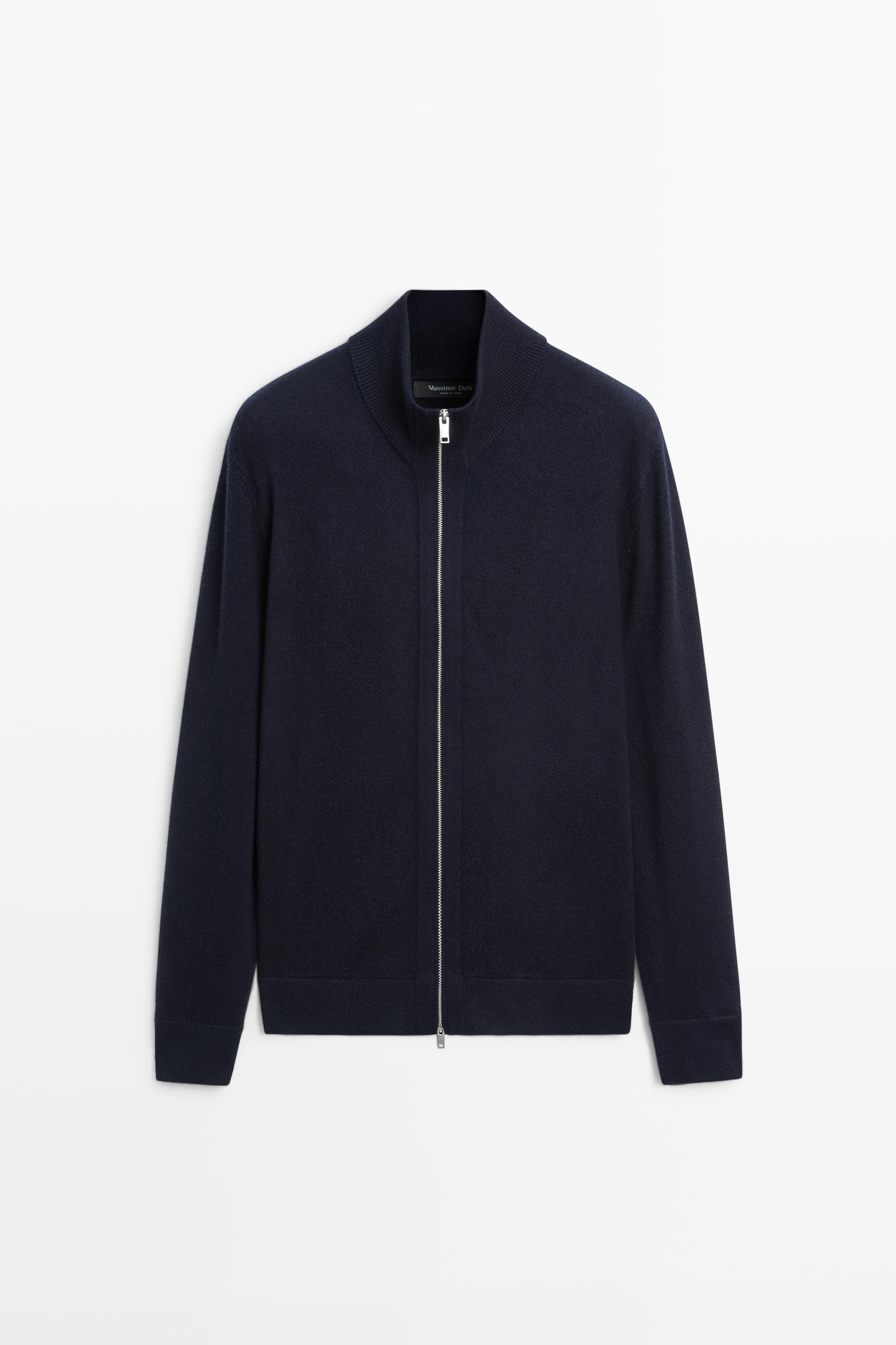 Wool blend cardigan with zip detail