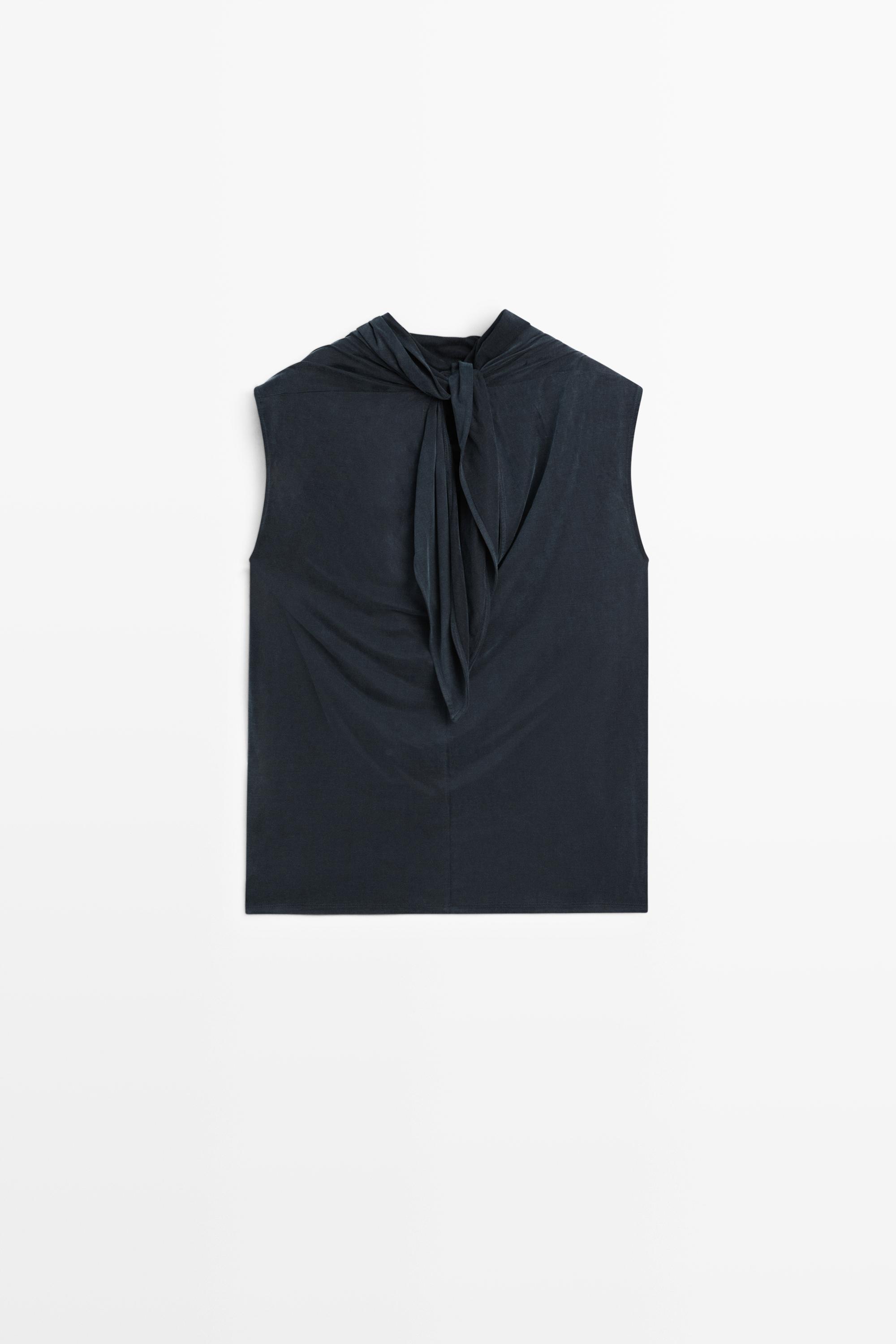 Draped back-tie top - STUDIO — BLUE