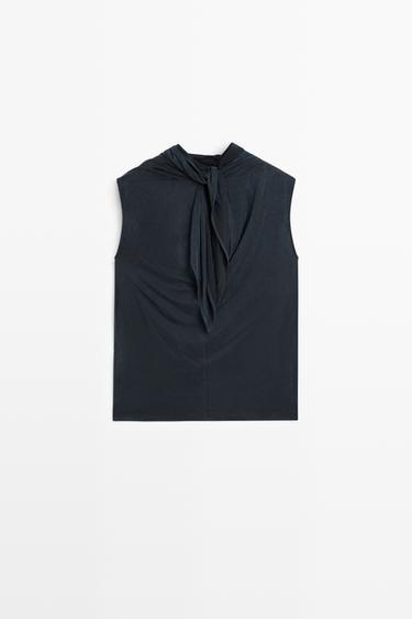 Draped back-tie top - STUDIO — BLUE 6