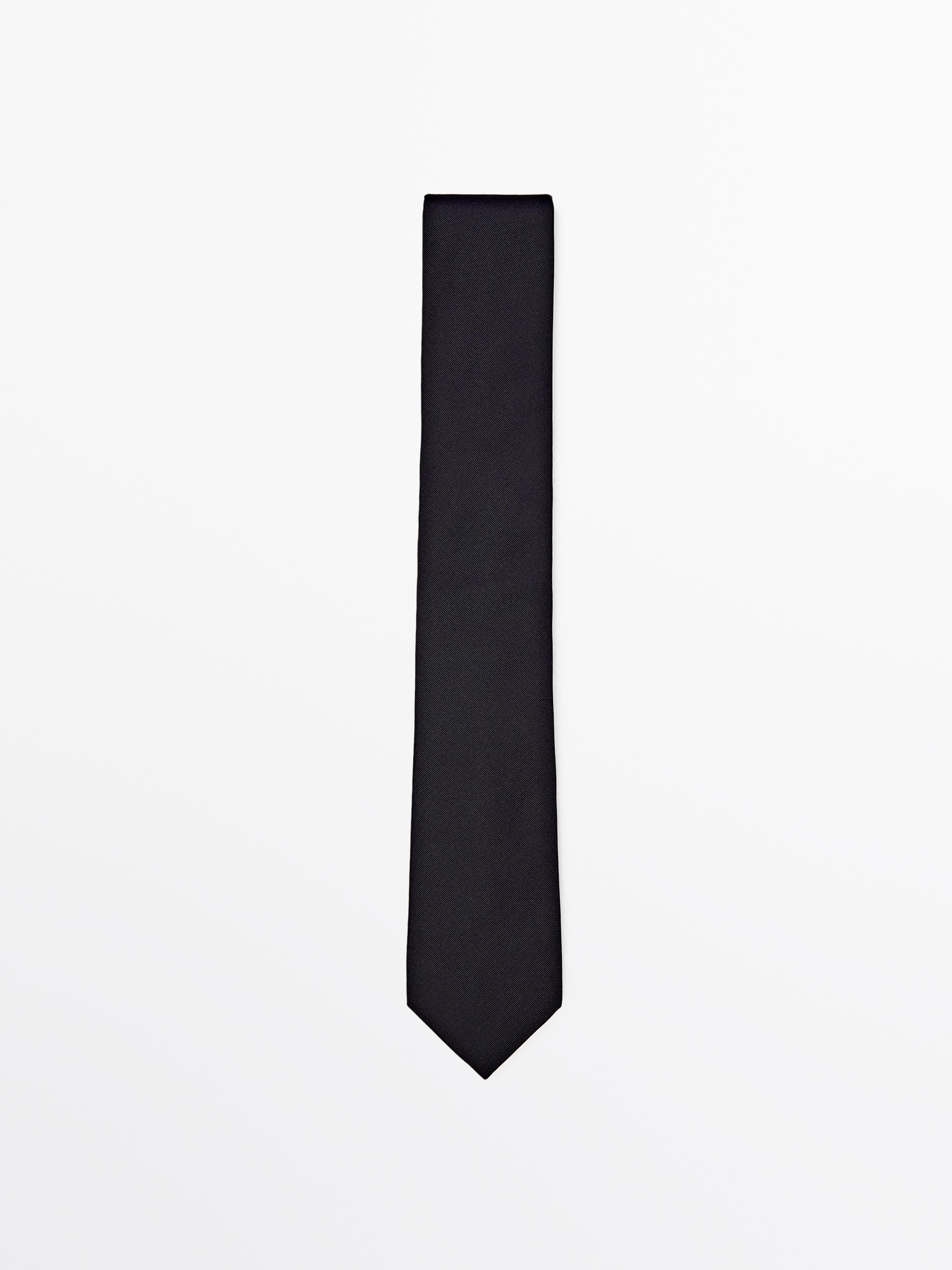 Cotton and silk blend twill tie — BLUE
