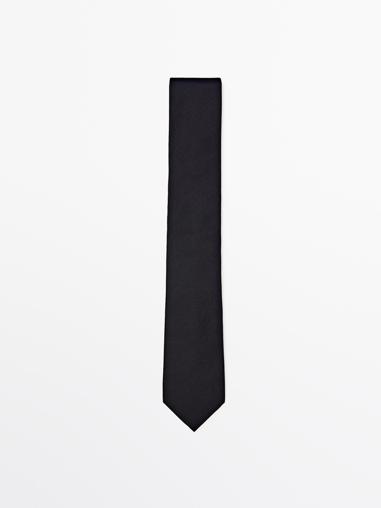 Cotton and silk blend twill tie — BLUE
