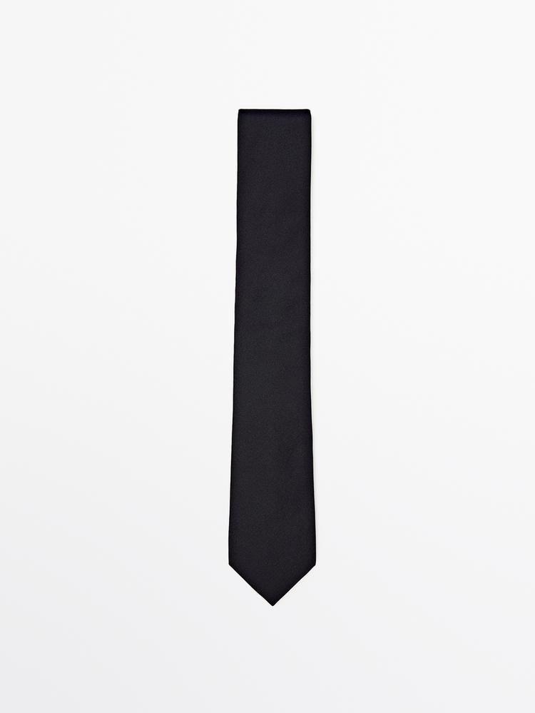Cotton and silk blend twill tie — BLUE