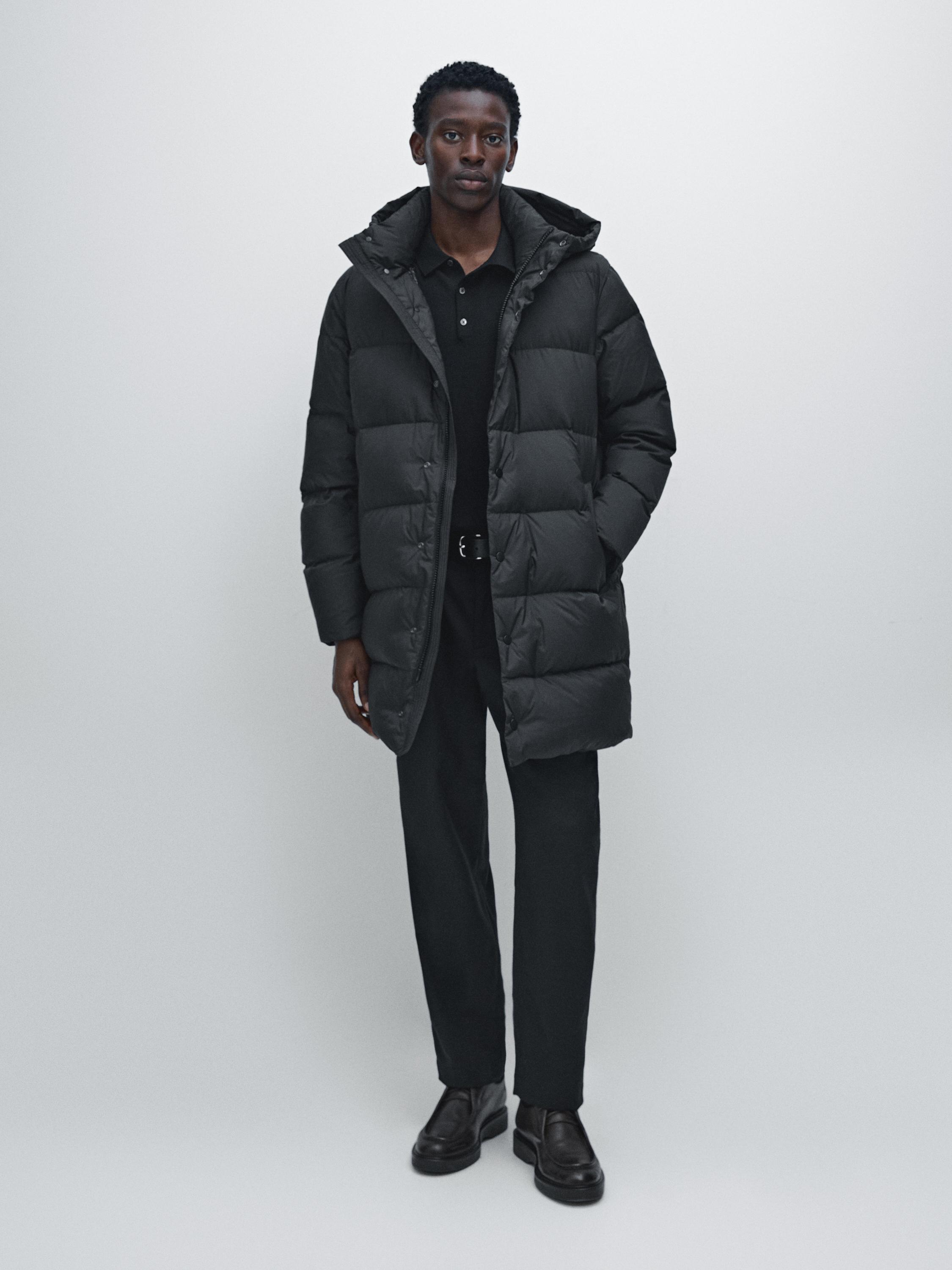 Long water-repellent puffer coat · Black · Coats And Jackets Massimo Dutti
