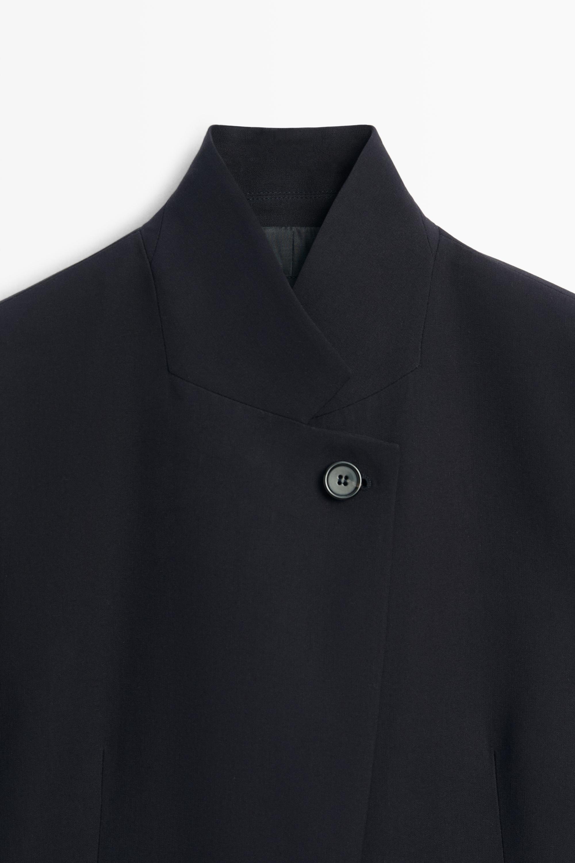 Flowy button-detail blazer — NAVY BLUE