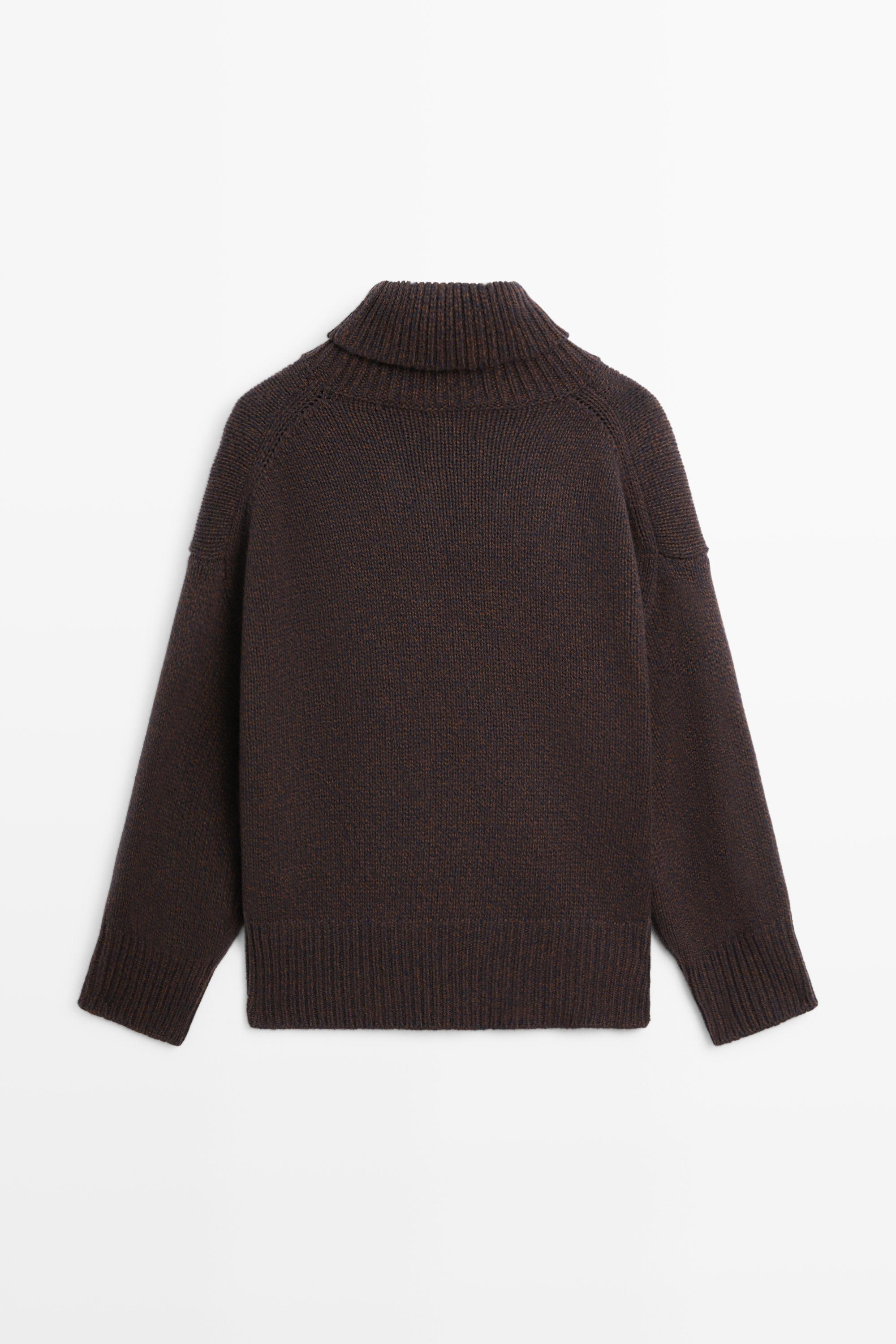 100% wool oversize knit sweater — BROWN