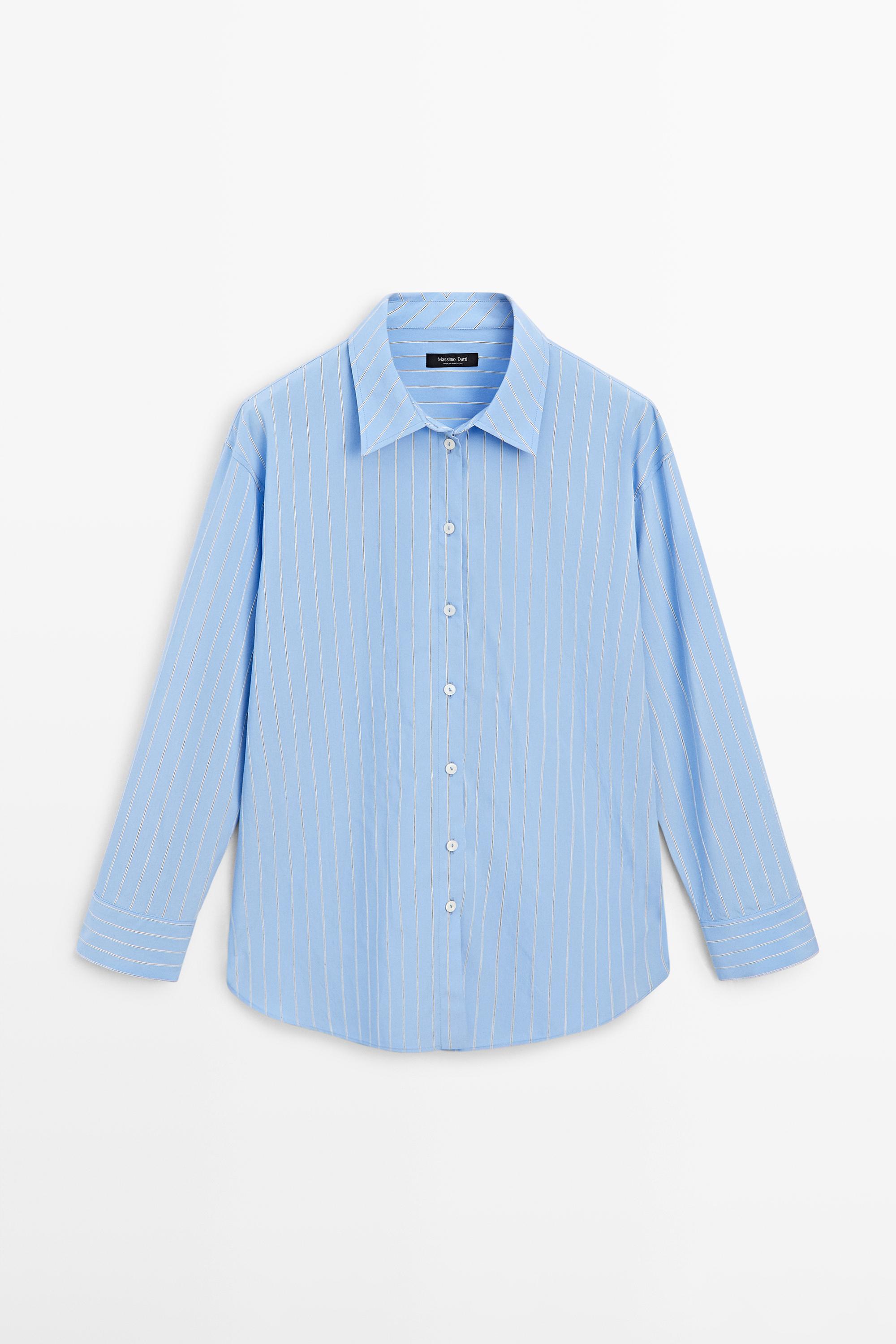 Striped loose-fitting shirt — BLUE