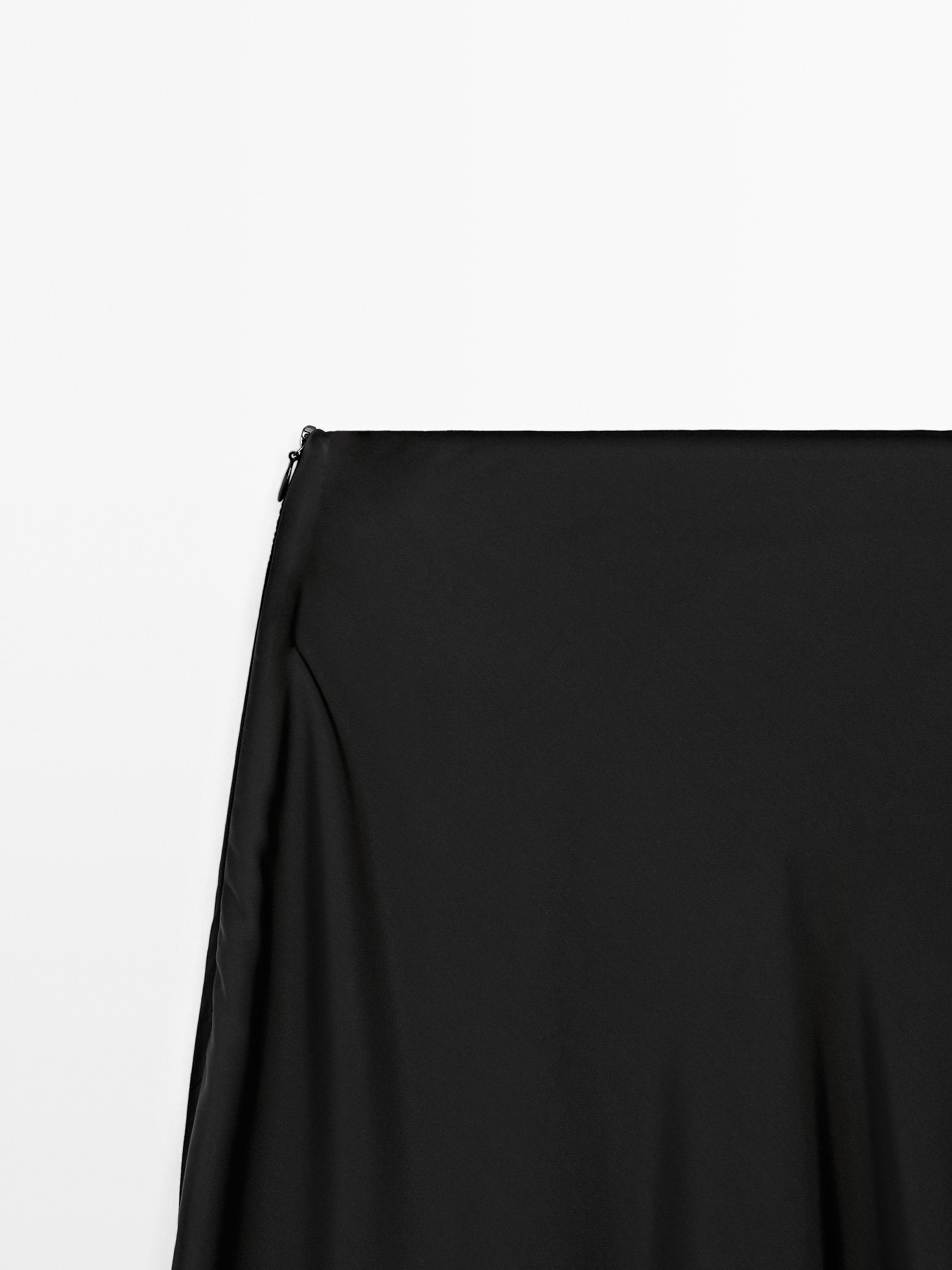 Flowing satin midi skirt