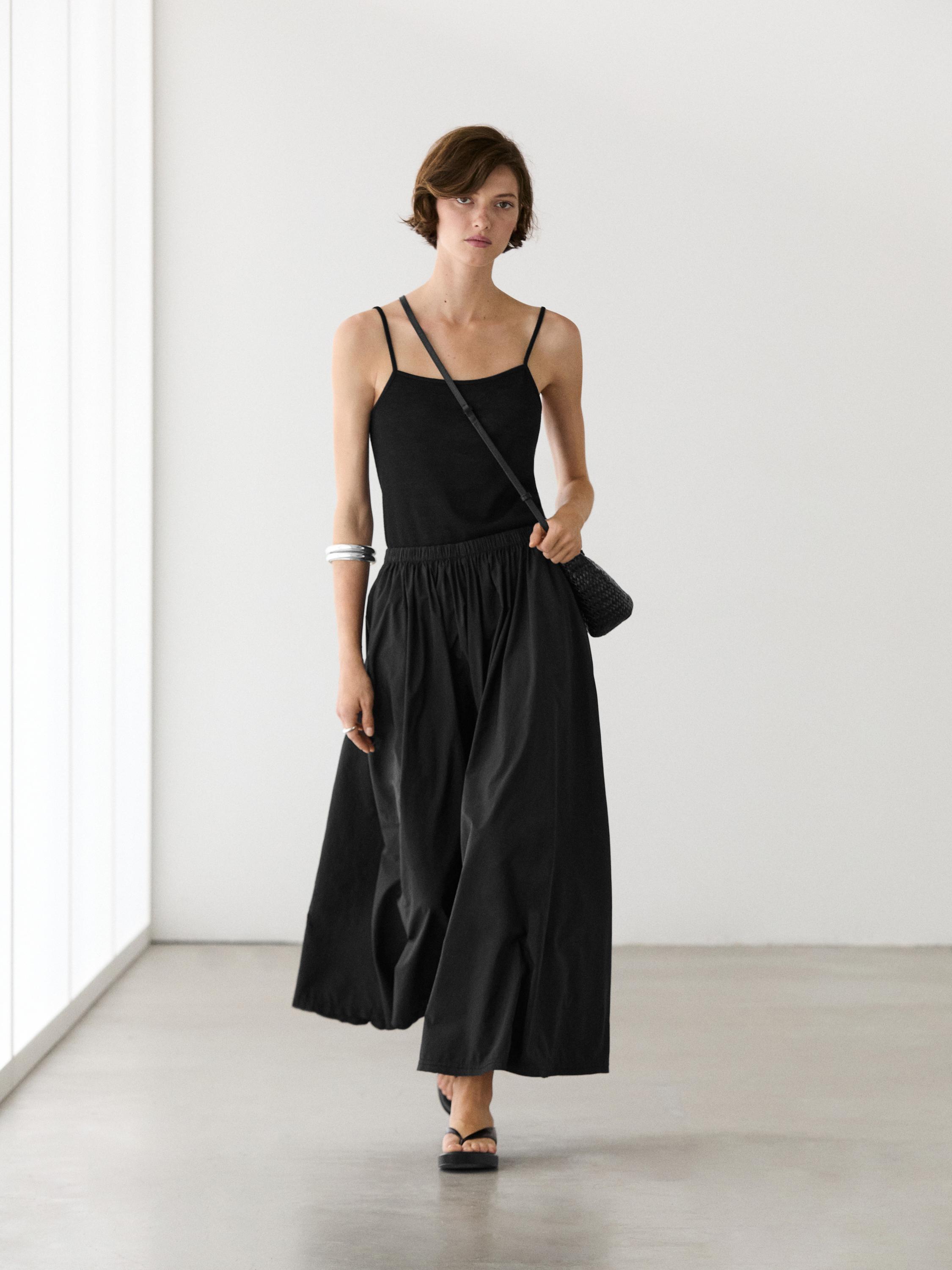 Technical fabric midi skirt