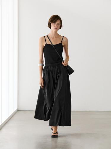 Technical fabric midi skirt — BLACK 1