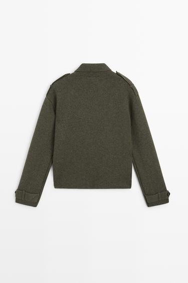 Double-breasted wool-blend knit jacket — Greyish green 6