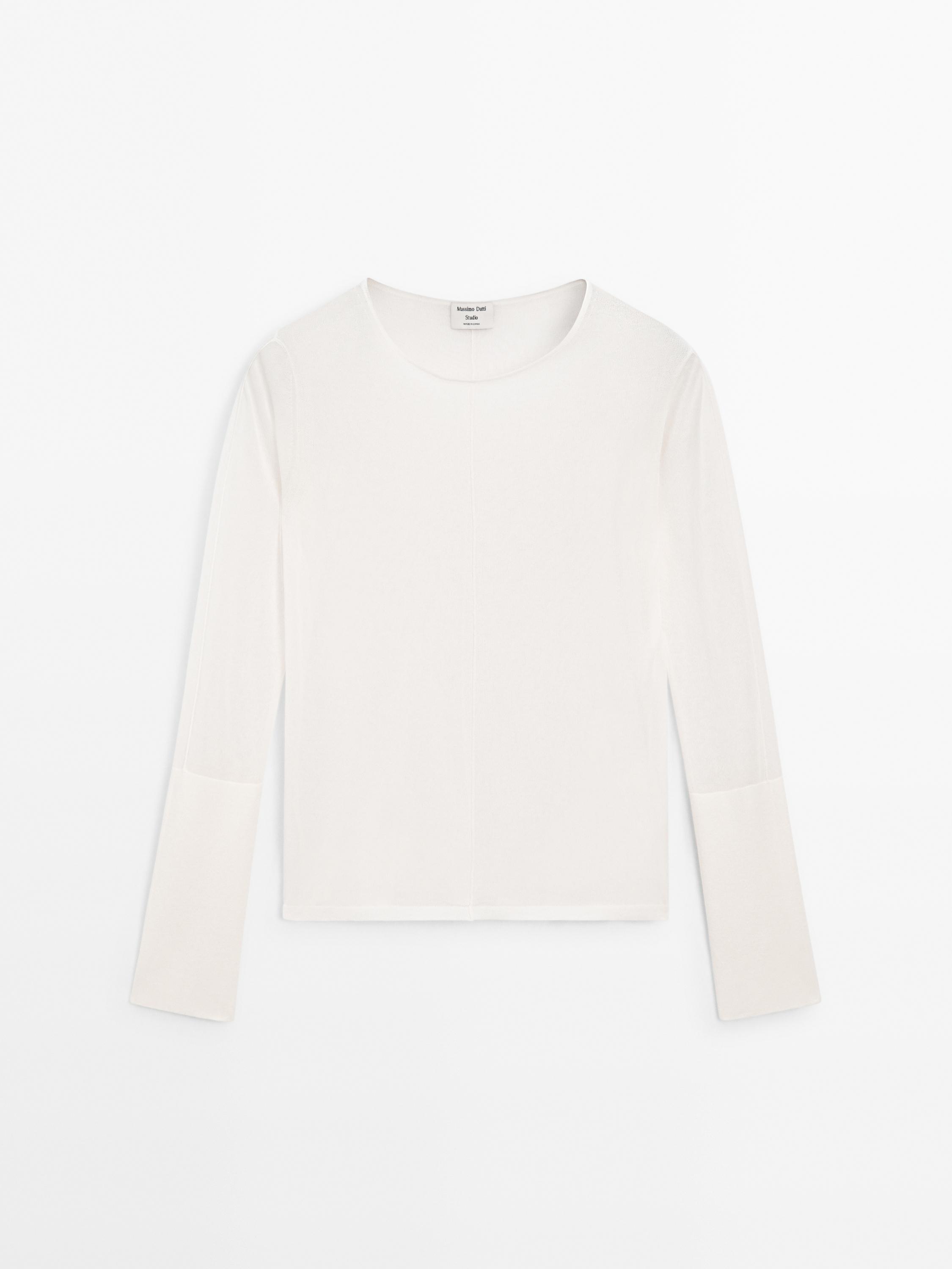 Cotton blend sweater with seam detail - Studio