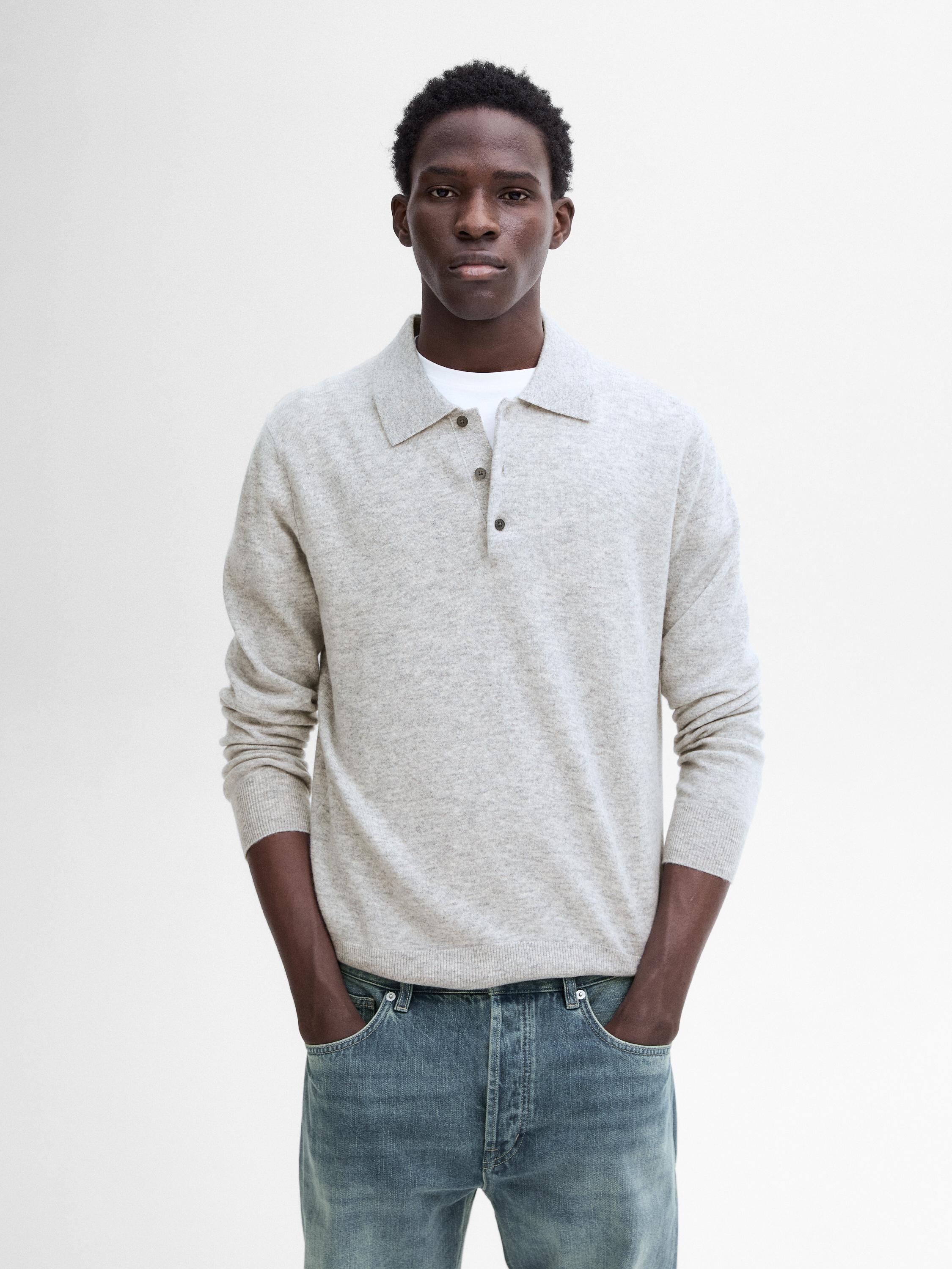 Wool blend polo collar sweater