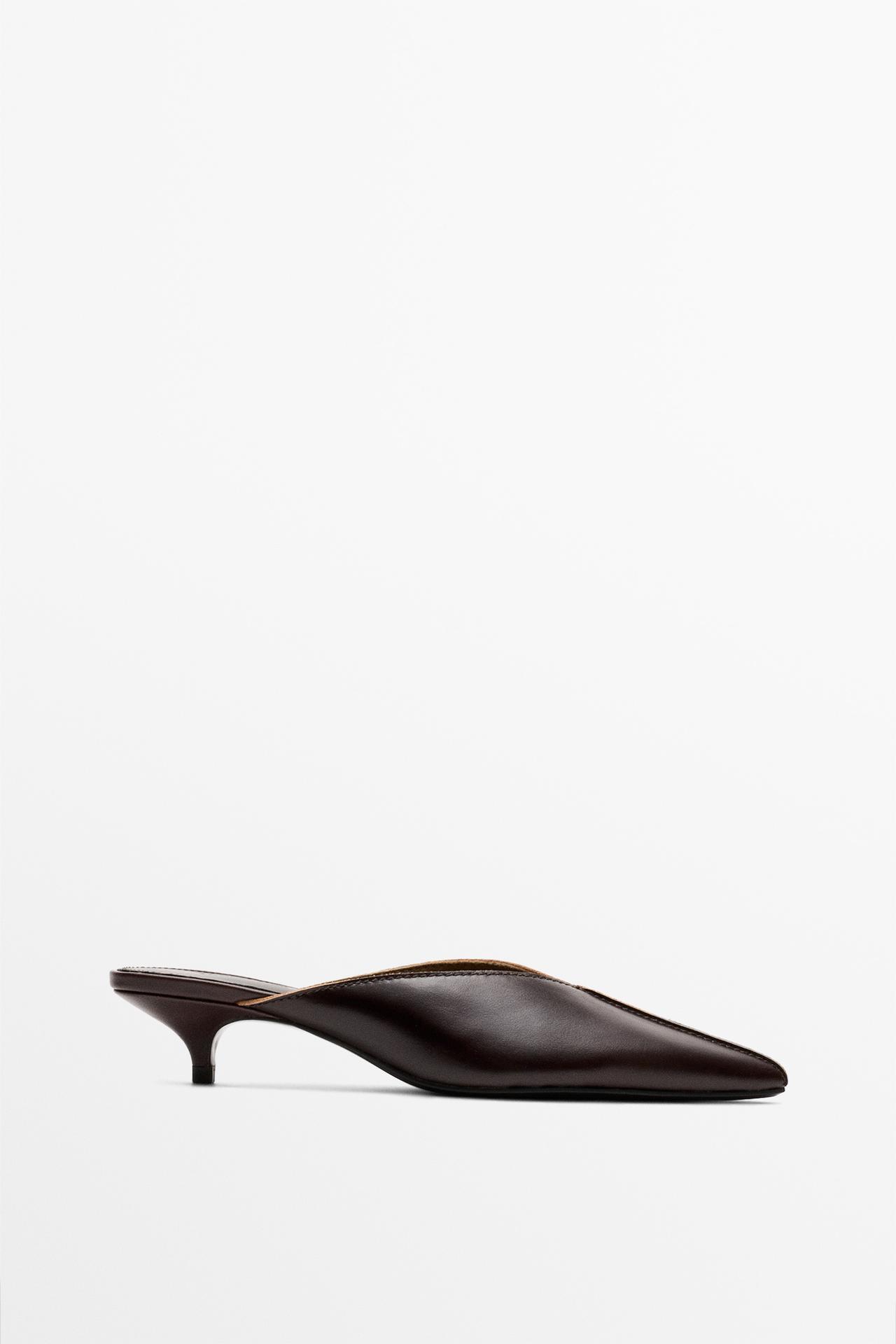 Heeled mule shoe — BROWN