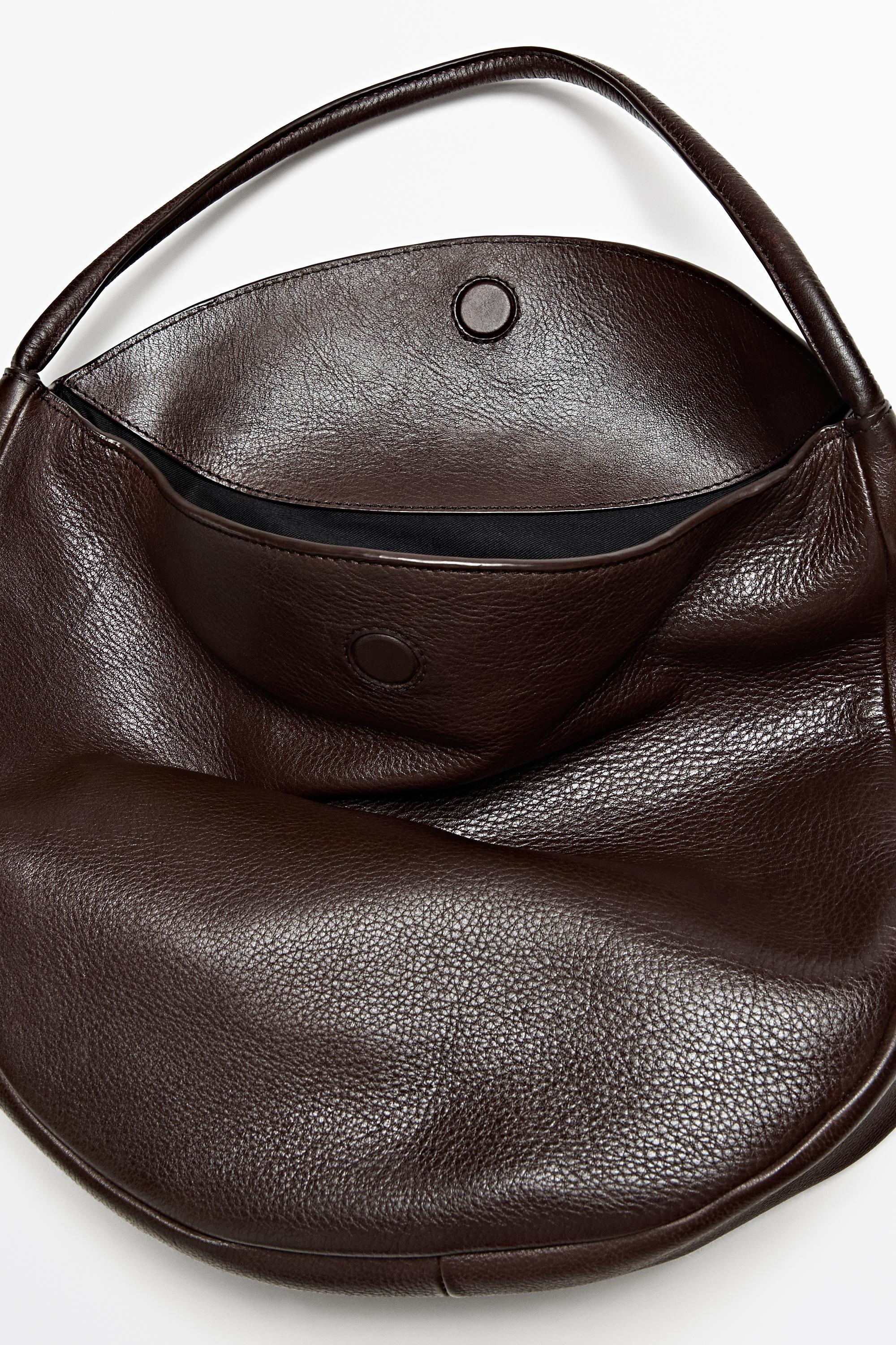 Medium nappa leather slouch bag — BROWN