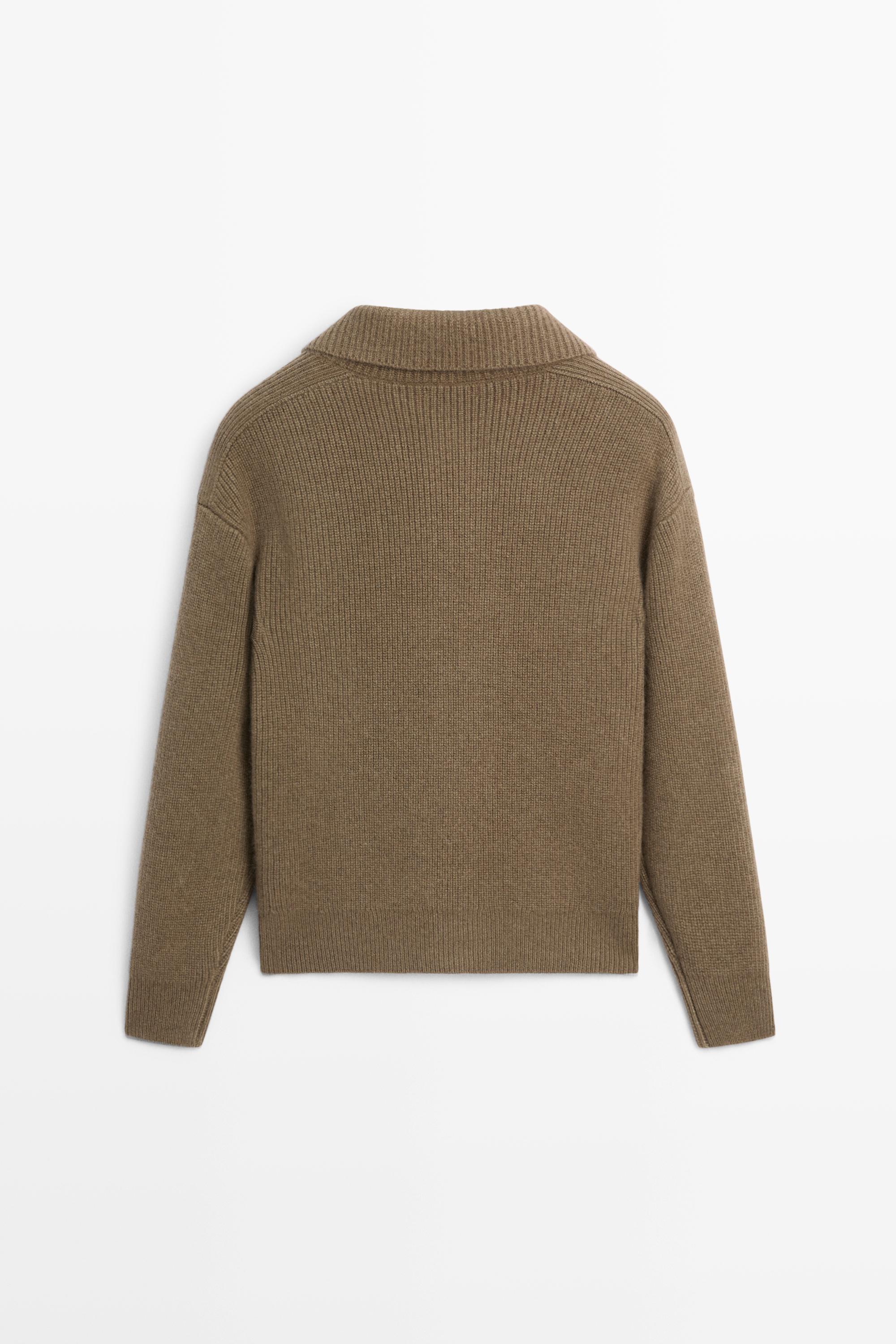 100% cashmere cross-over knit cardigan — KHAKI