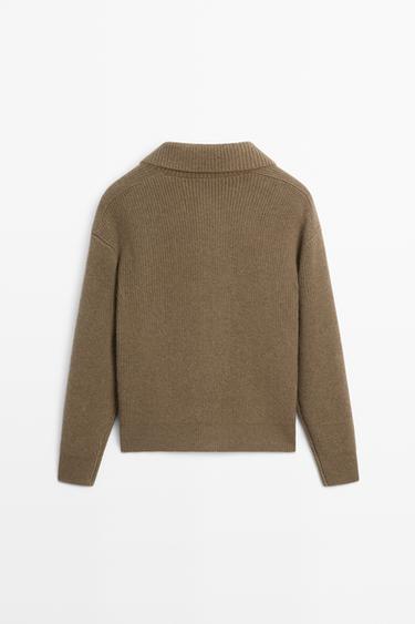 100% cashmere cross-over knit cardigan — KHAKI 6