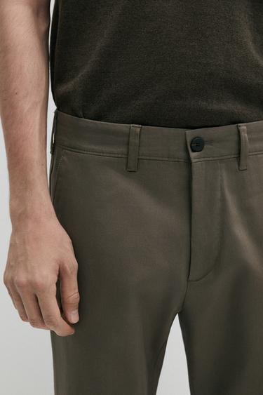 Cotton blend slim fit pants — GREEN 8