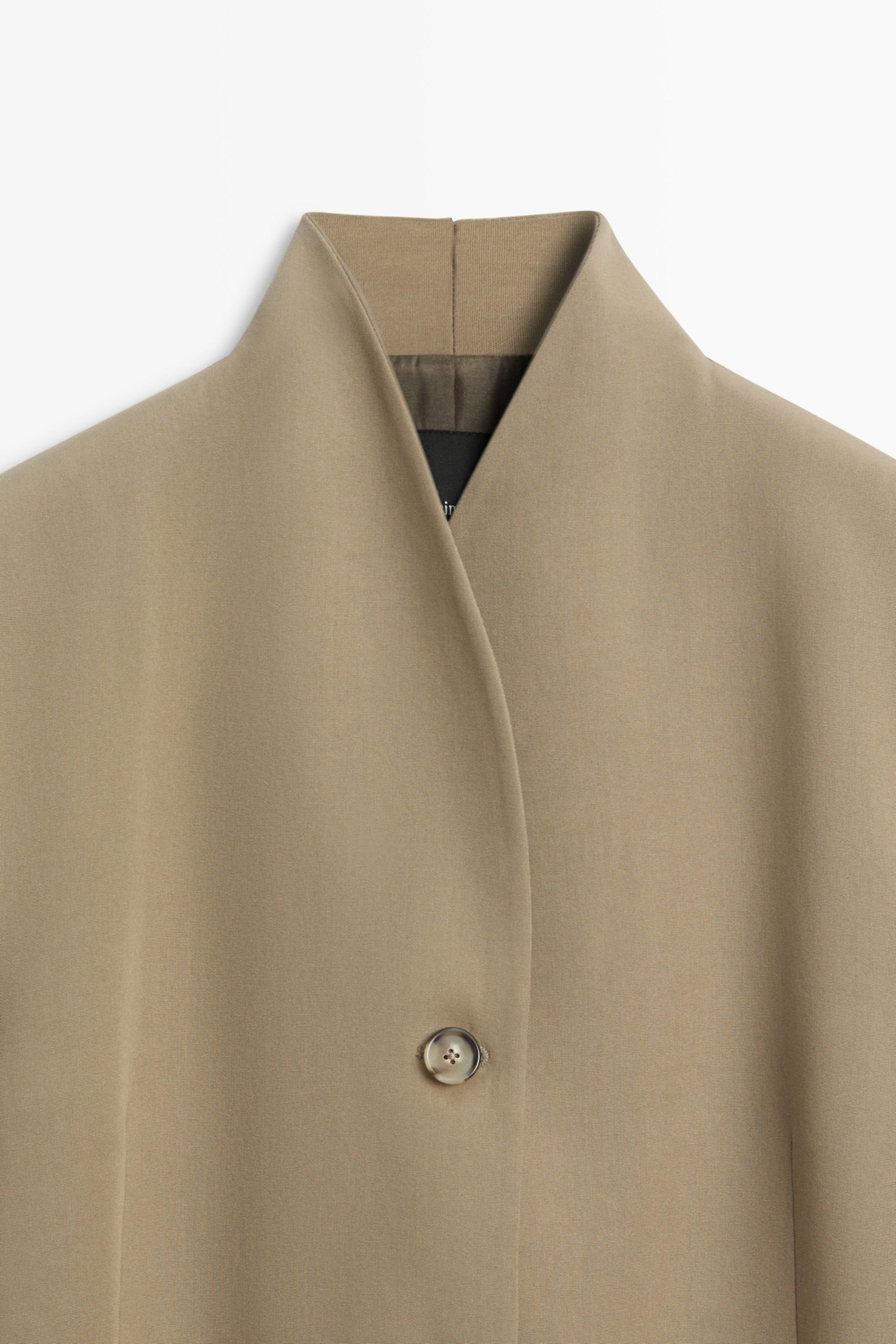 Stand collar blazer — MOLE BROWN