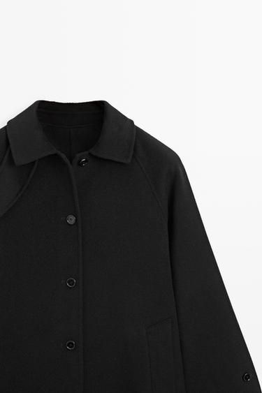 Wool-cashmere blend loose-fitting long coat — BLACK 4