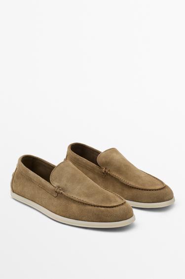Soft split leather loafers — SAND 3