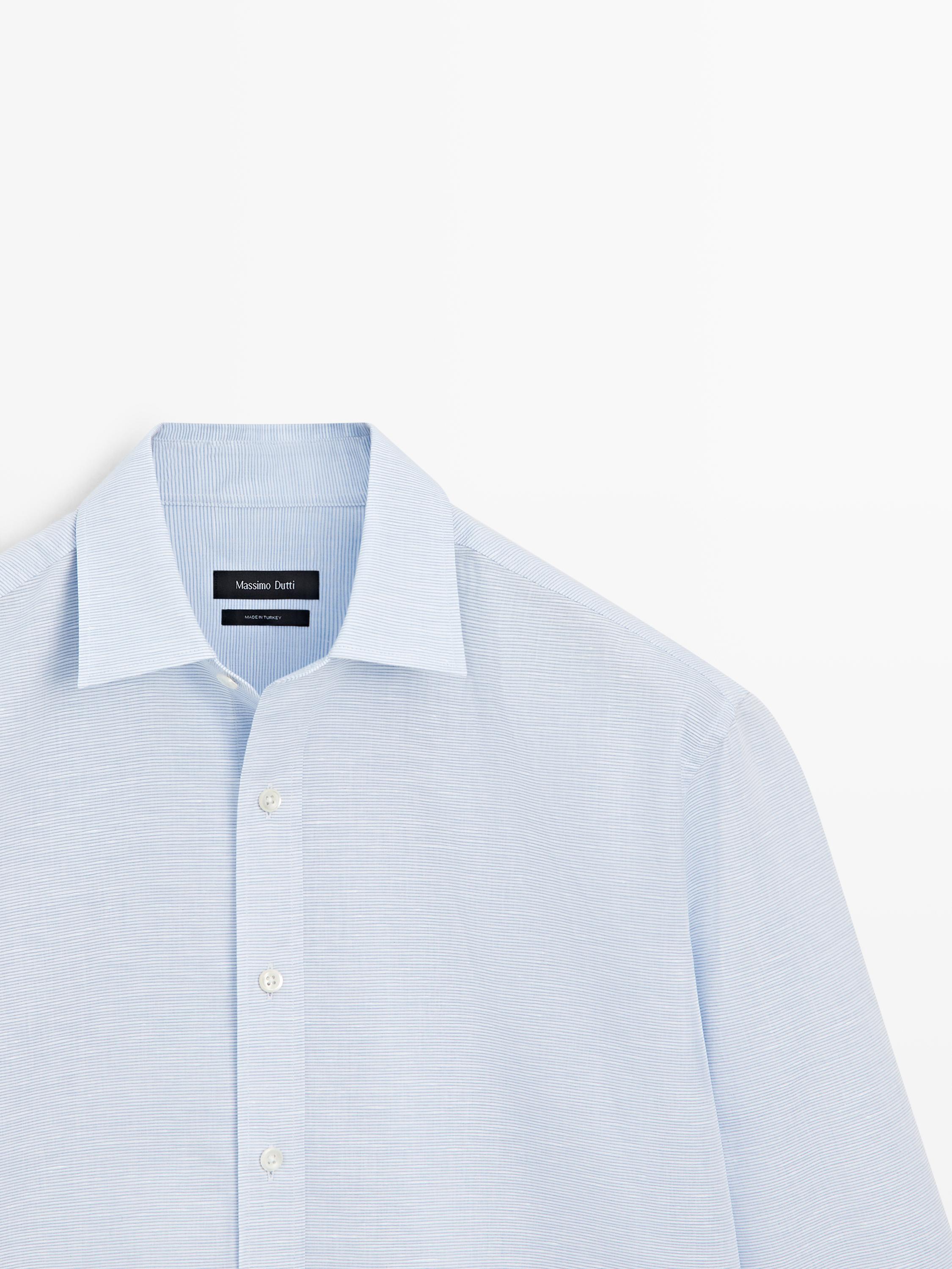 Keten karışımlı regular fit gömlek