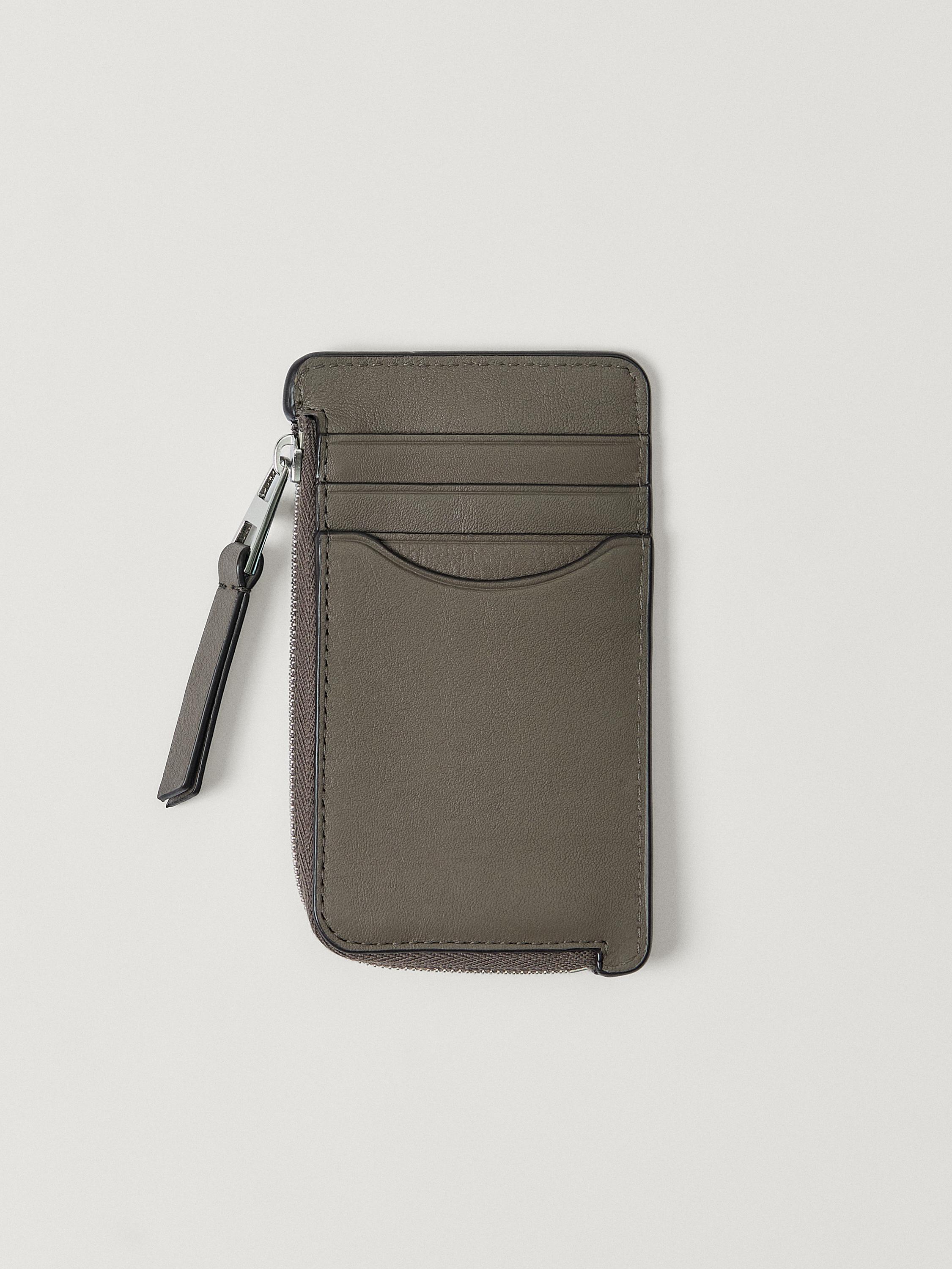 Nappa leather zipped card holder