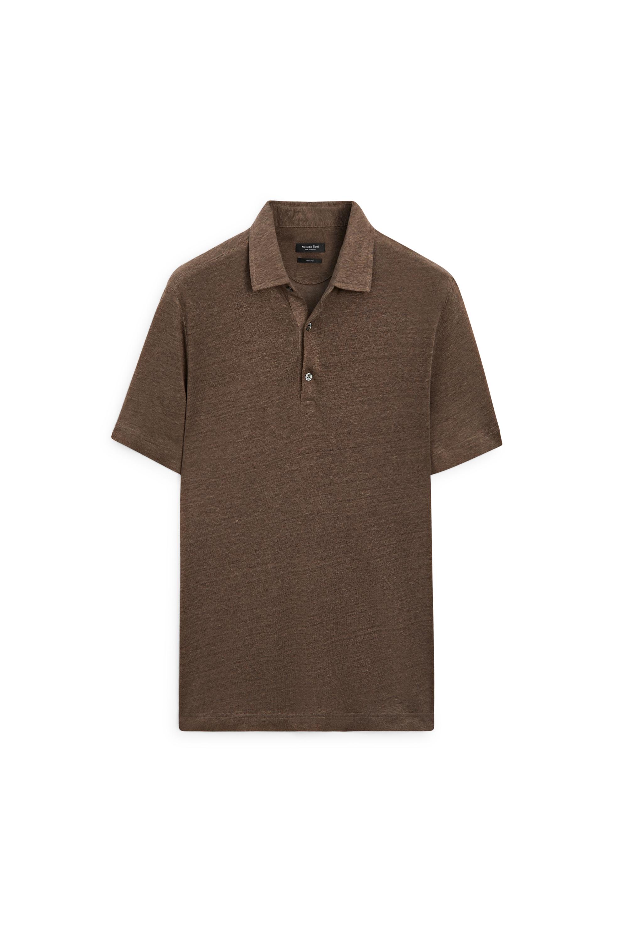 100% linen short sleeve polo shirt — OIL