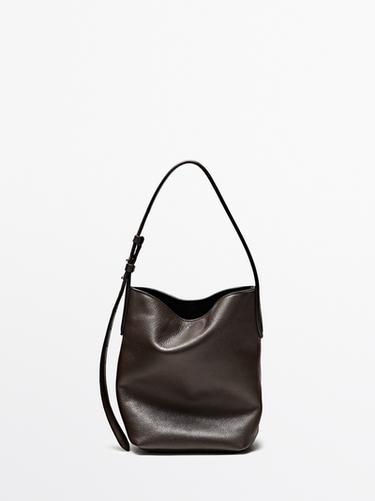 Nappa leather mini bucket bag — BROWN 2