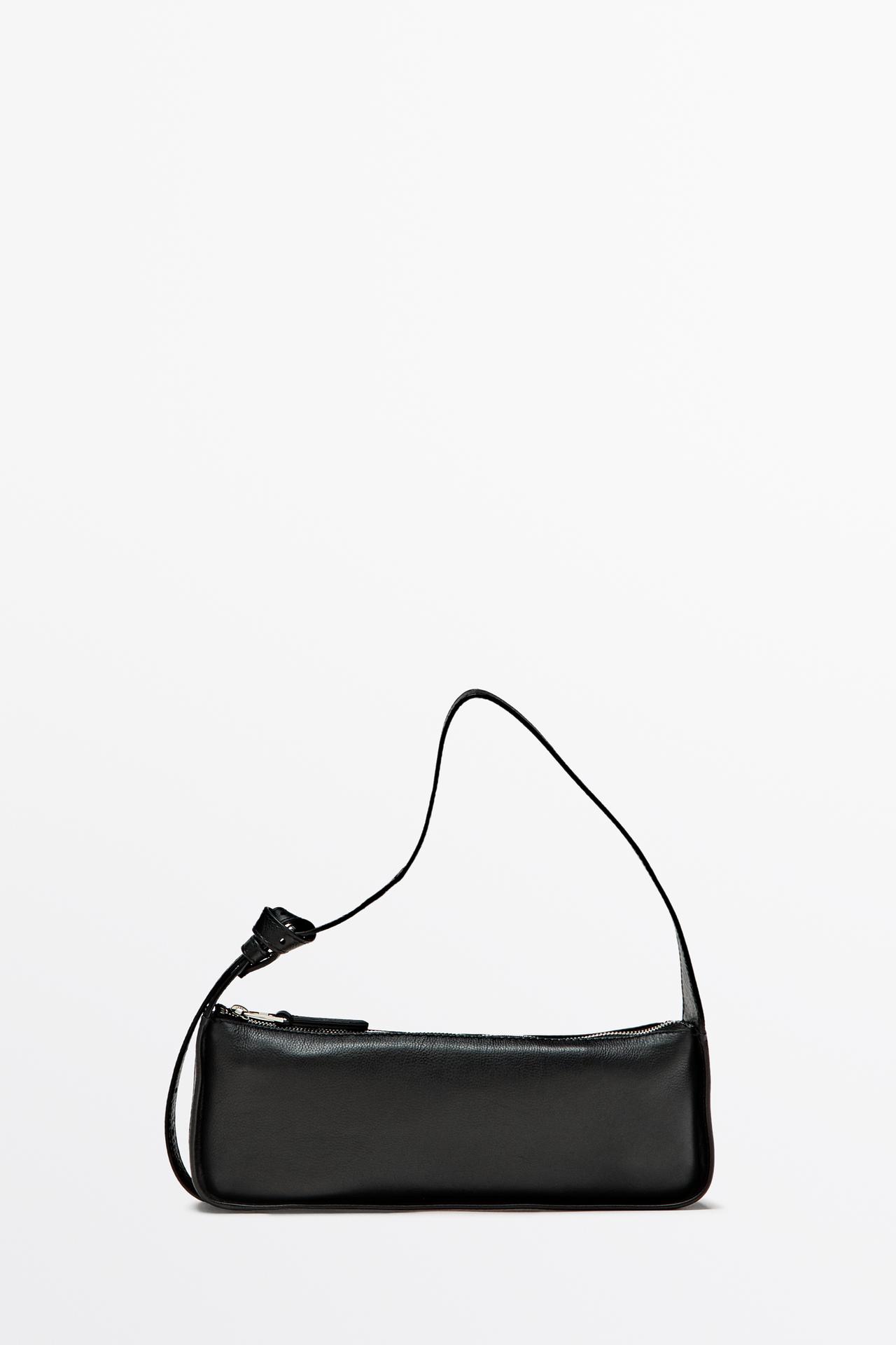 Mini leather shoulder bag — BLACK