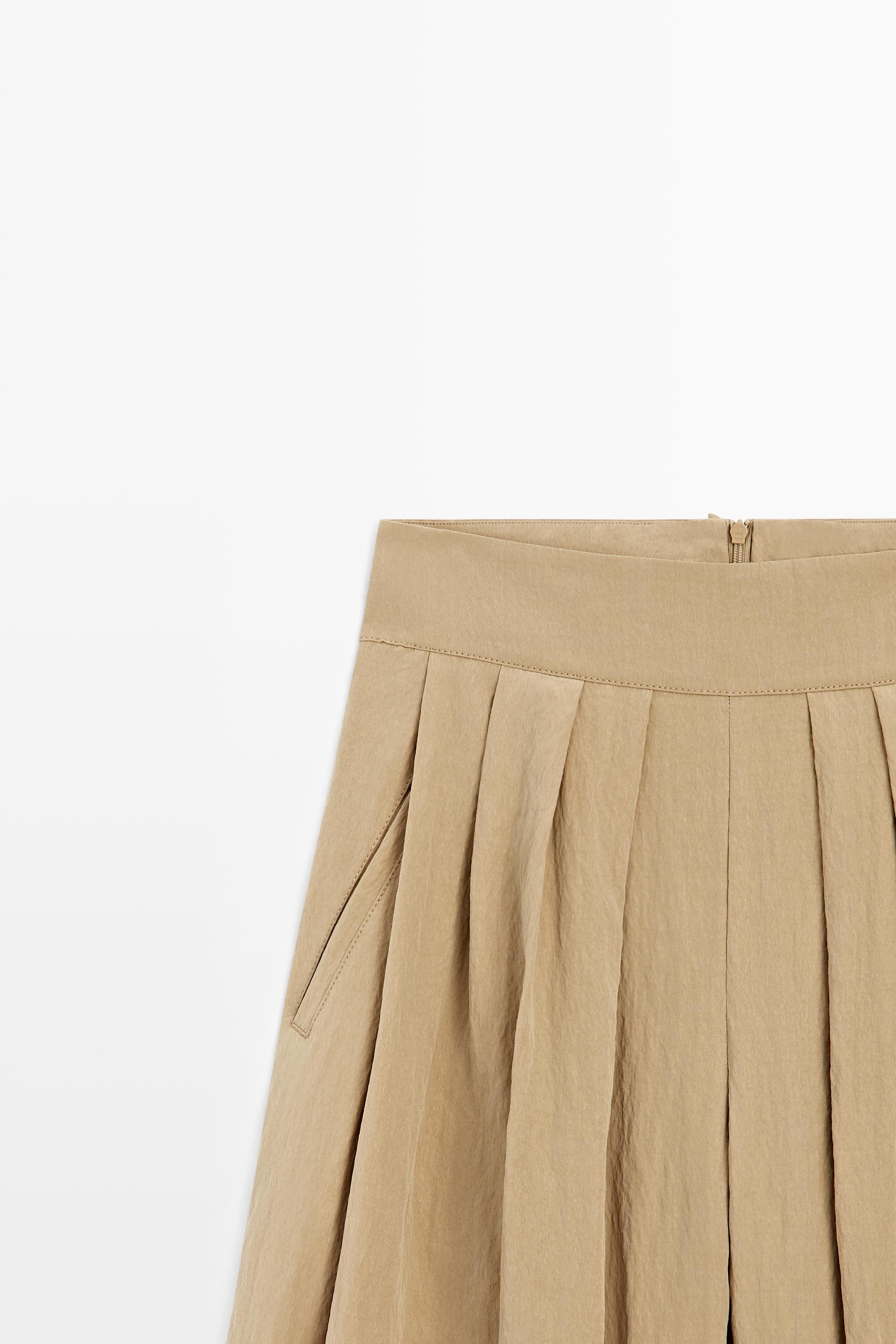 Palazzo trousers with box pleats — CAMEL