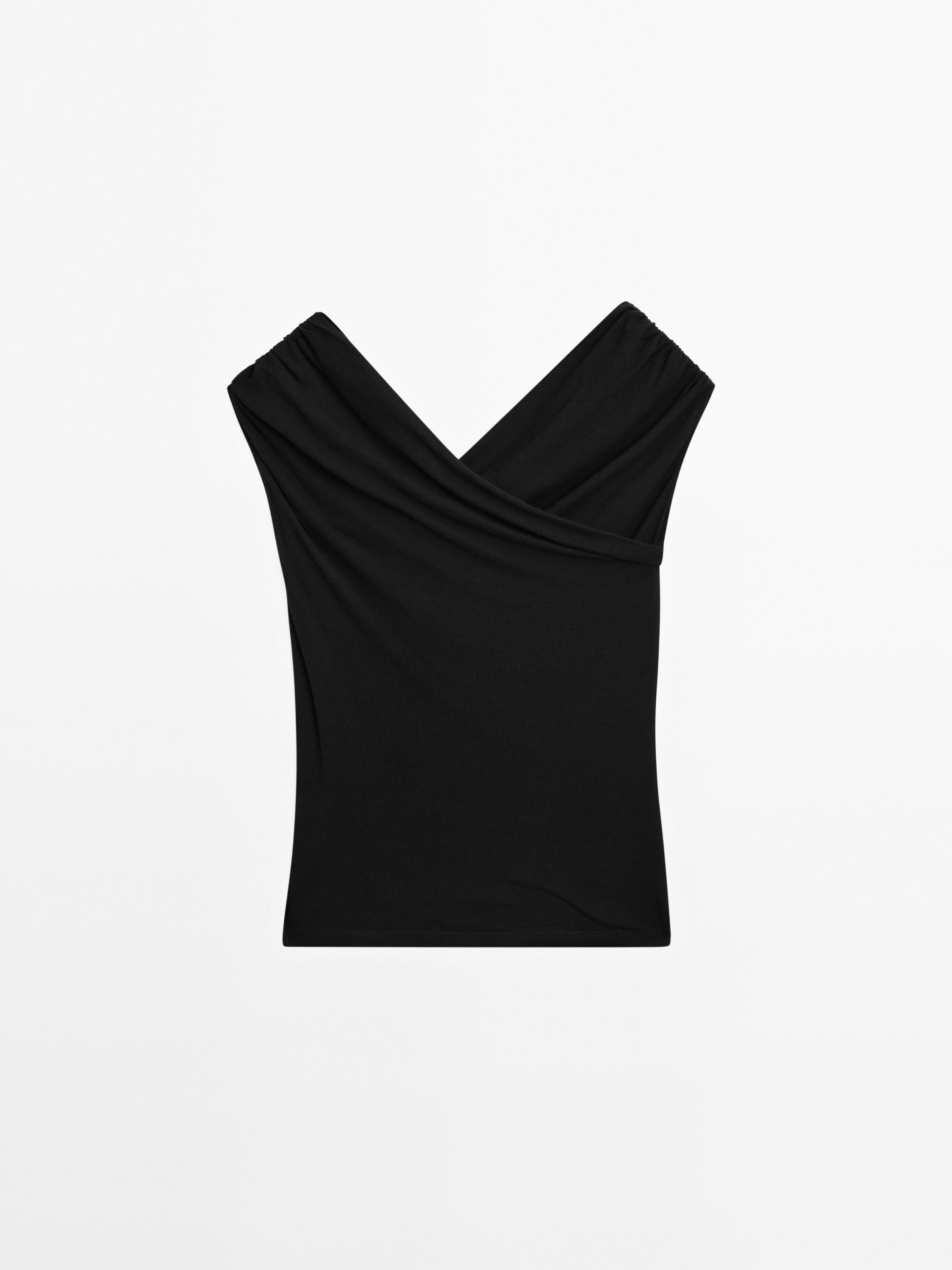 100% cotton surplice boat neck top