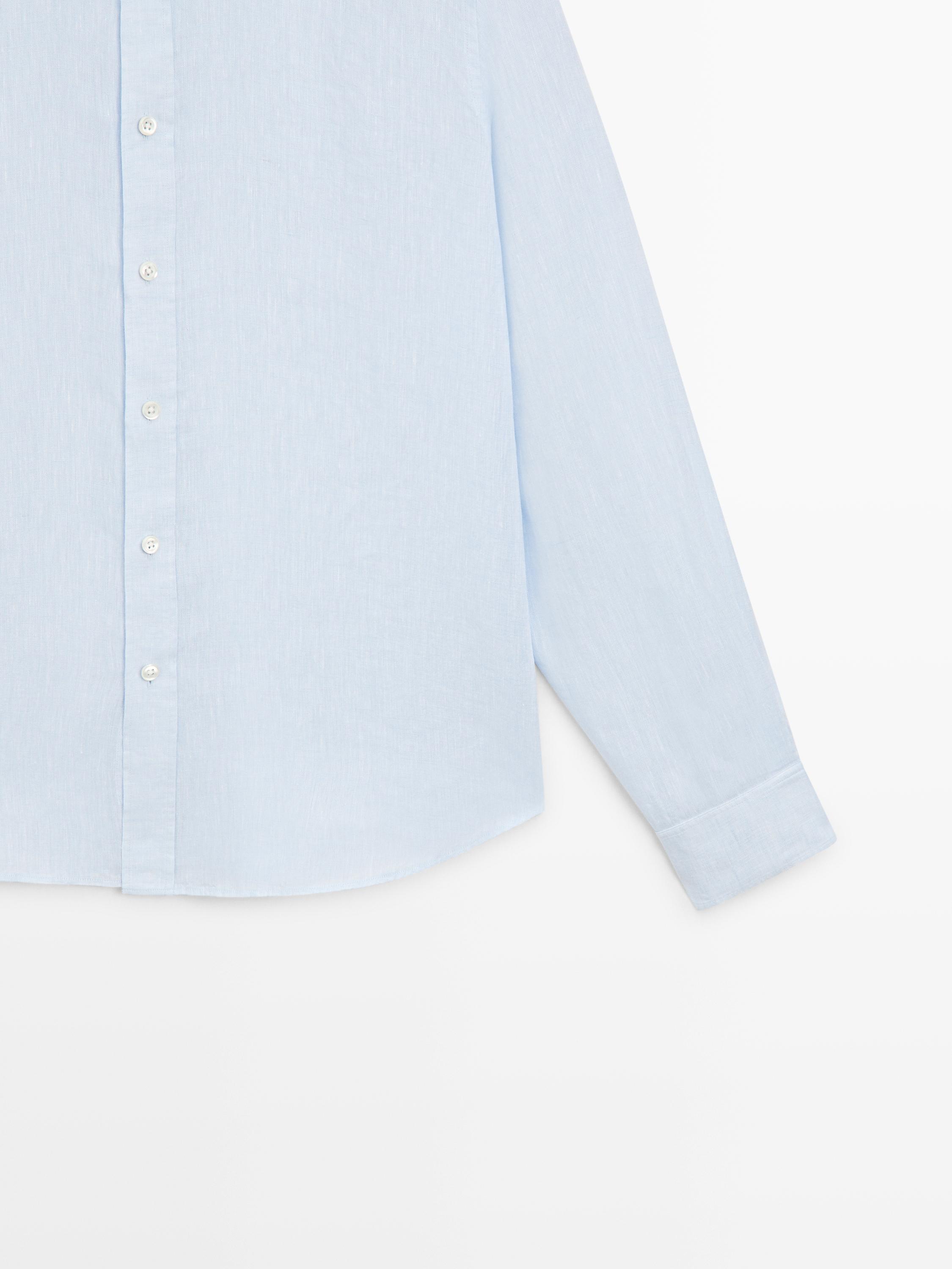 100% linen regular fit shirt — SKY BLUE