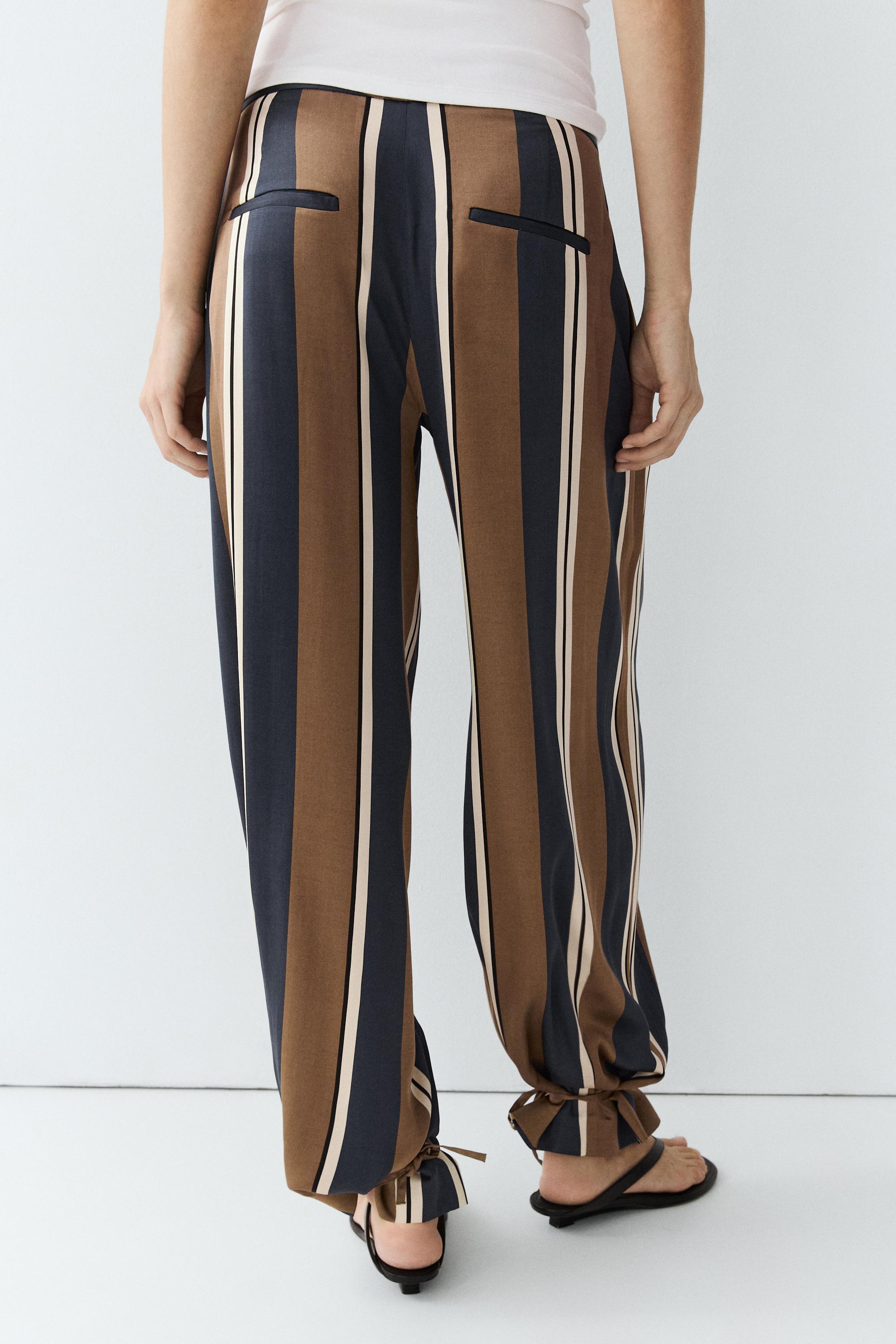 Satin pants with tie-up hem detail — ANTHRACITE GREY
