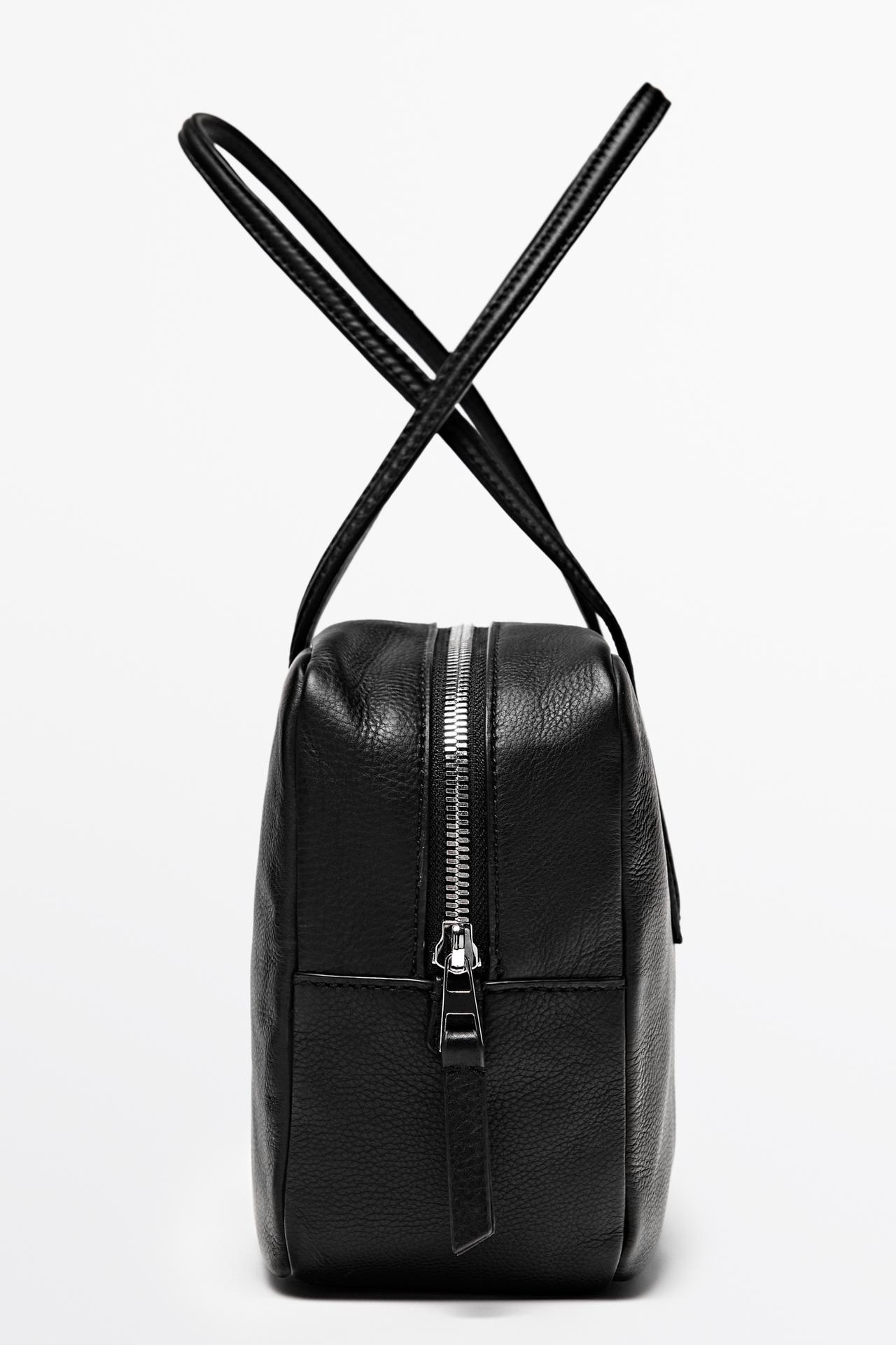 Nappa leather mini duffle bag — BLACK