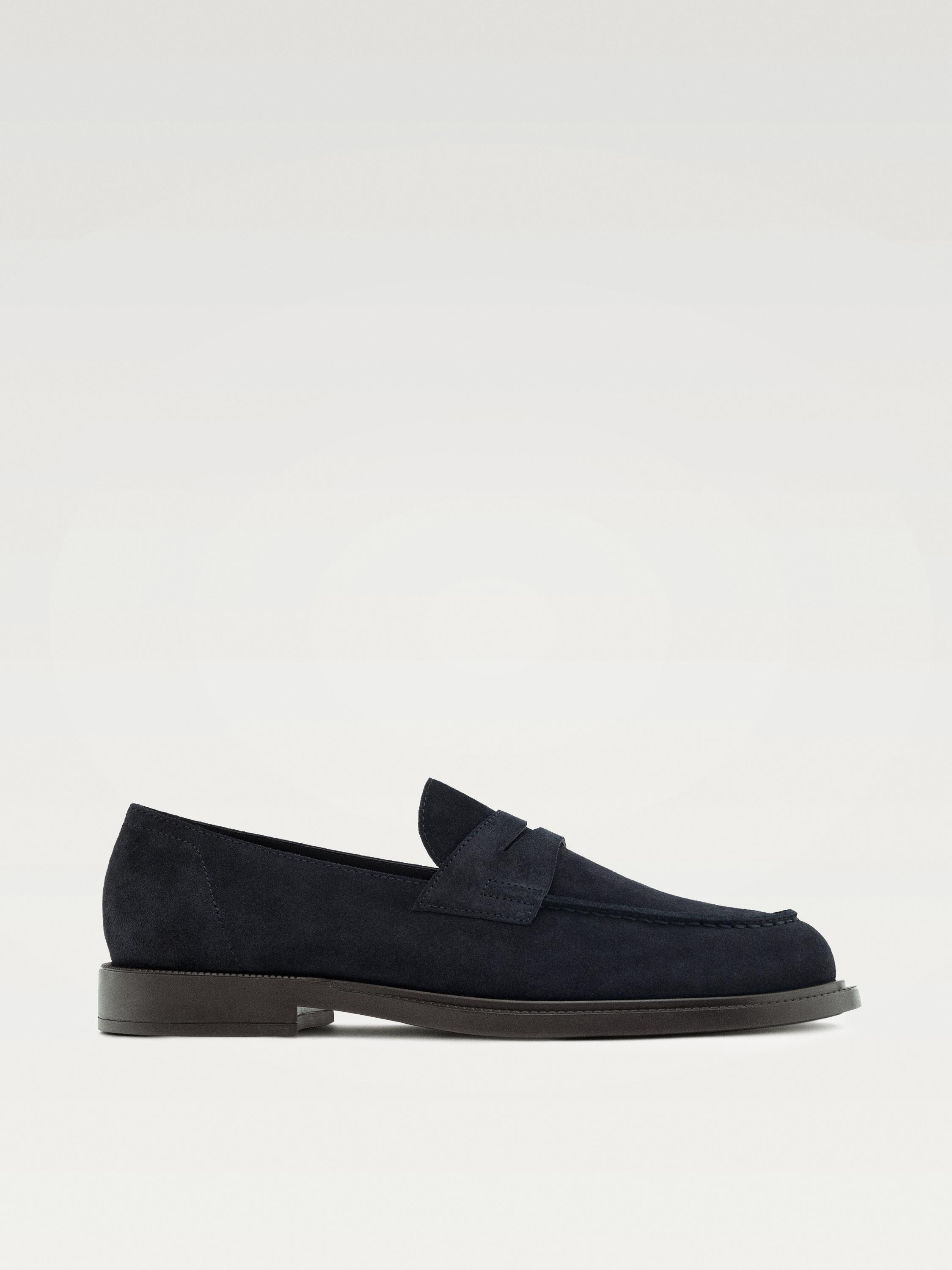 Split leather penny loafers — Dark blue
