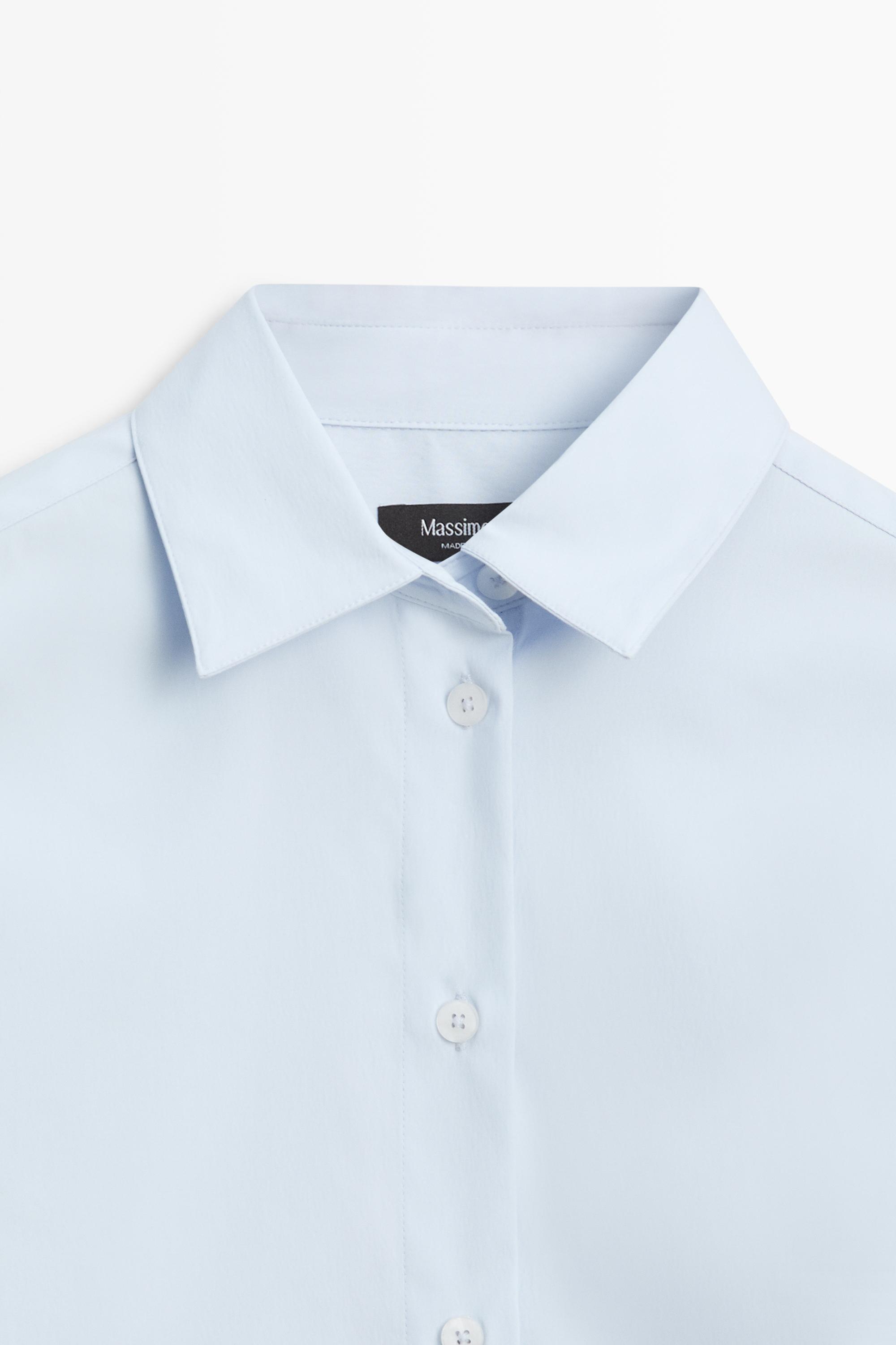 Cotton blend poplin shirt — SKY BLUE