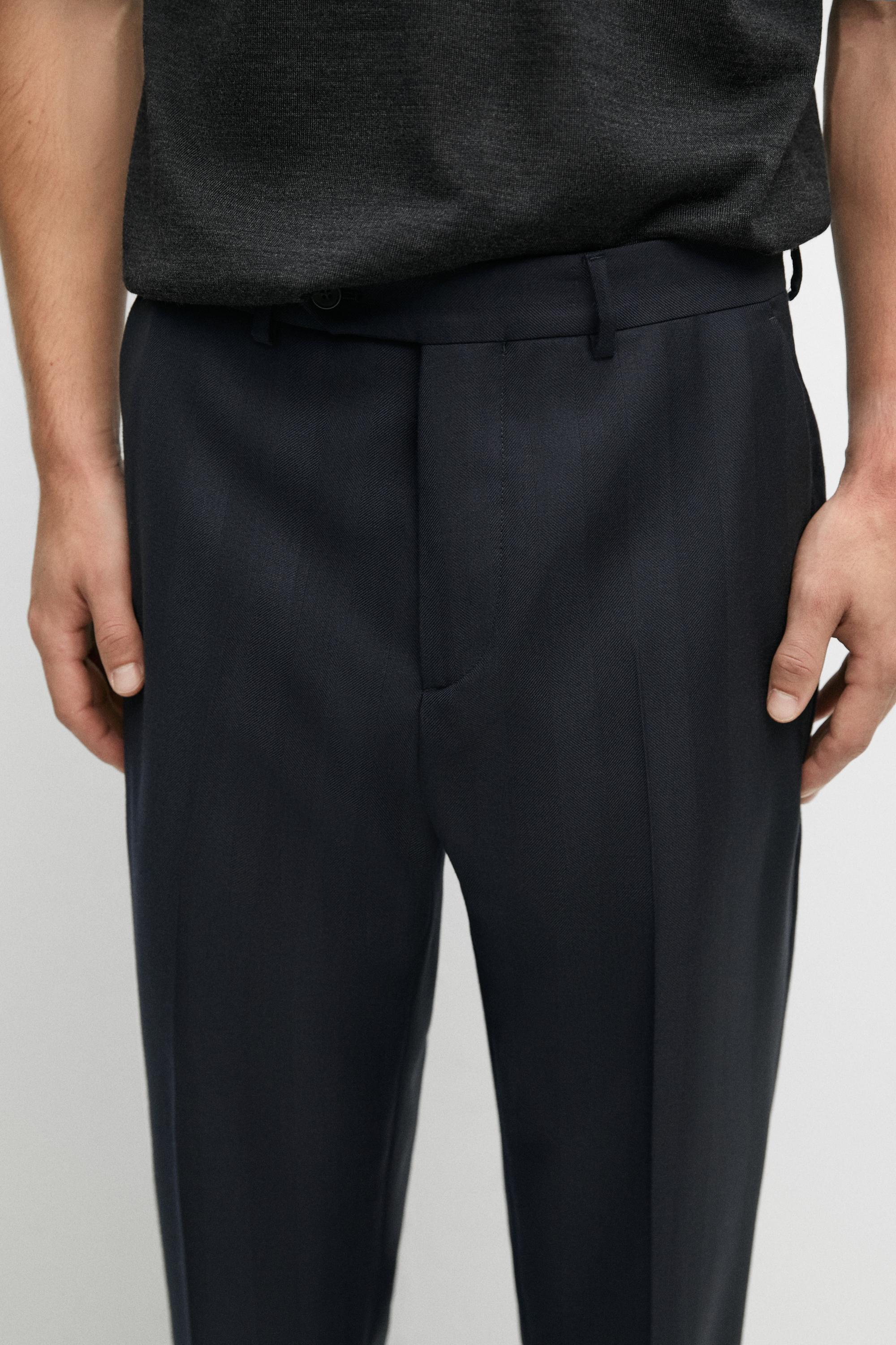Herringbone suit pants — NAVY BLUE