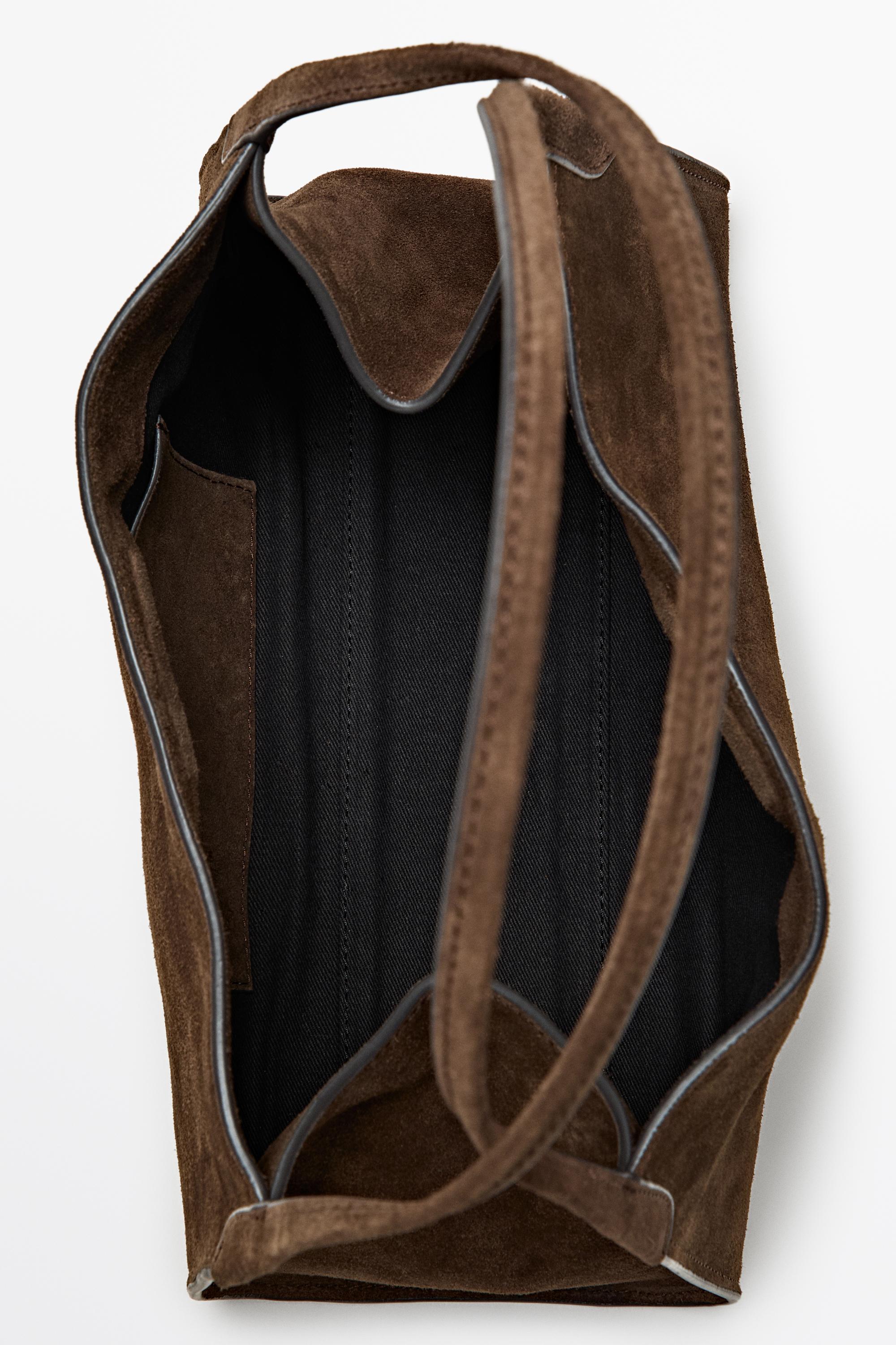 Split suede leather mini satchel bag