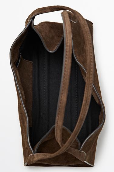 Mini split suede leather satchel — MINK 6