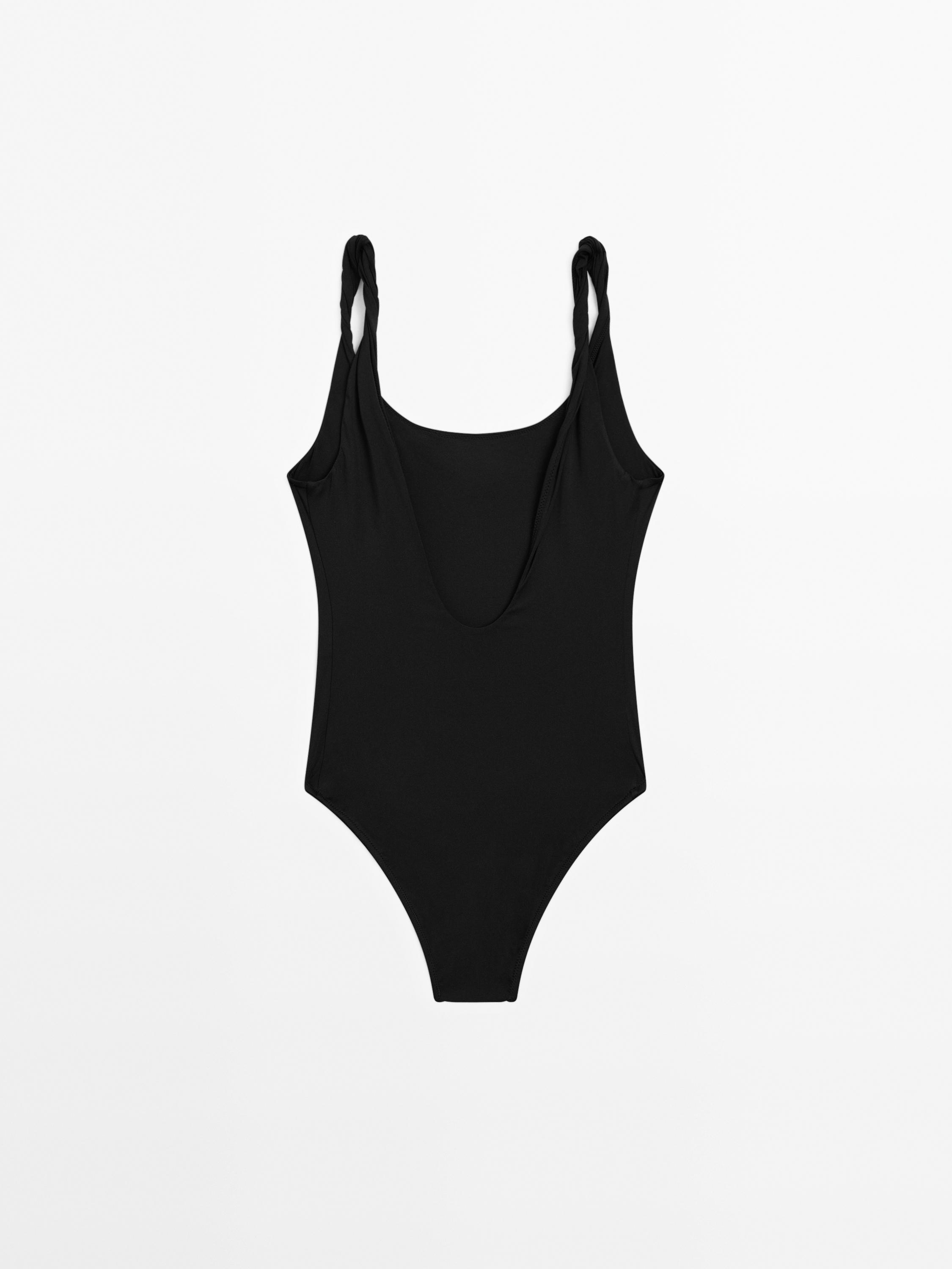 Swimsuit with rolled straps