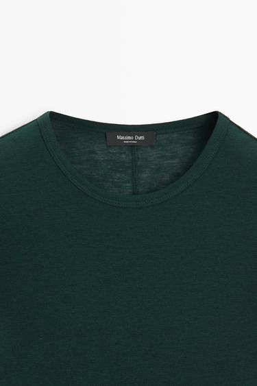 Long sleeve wool-blend T-shirt — BOTTLE GREEN 9