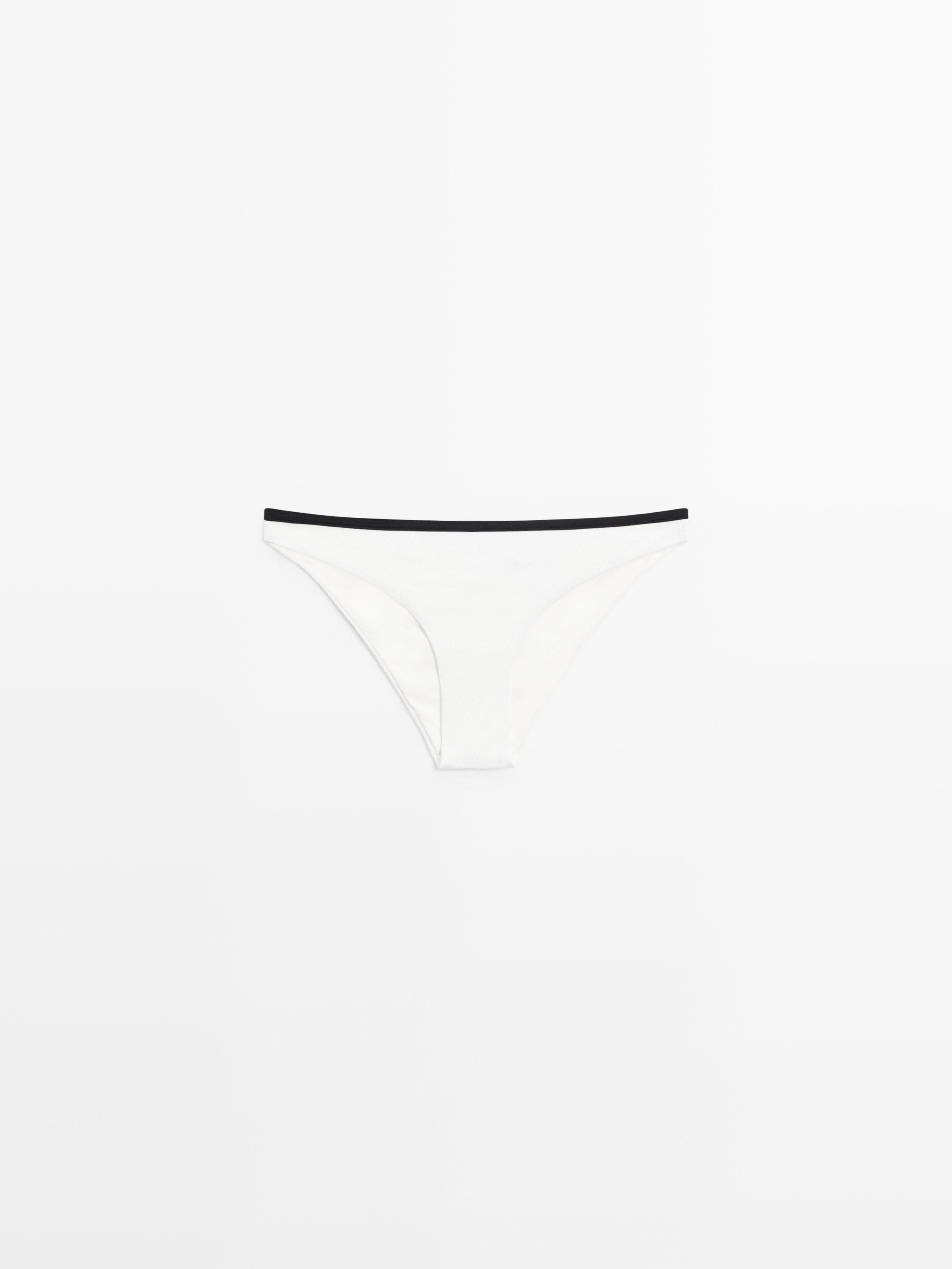 Contrast textured bikini bottoms