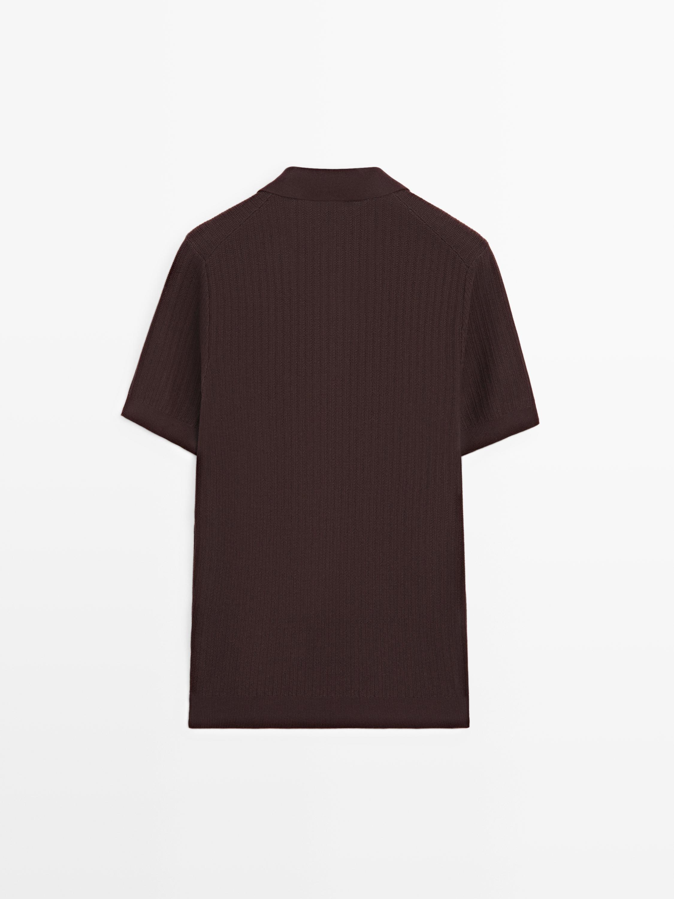 Jacquard knit polo sweater — BURGUNDY
