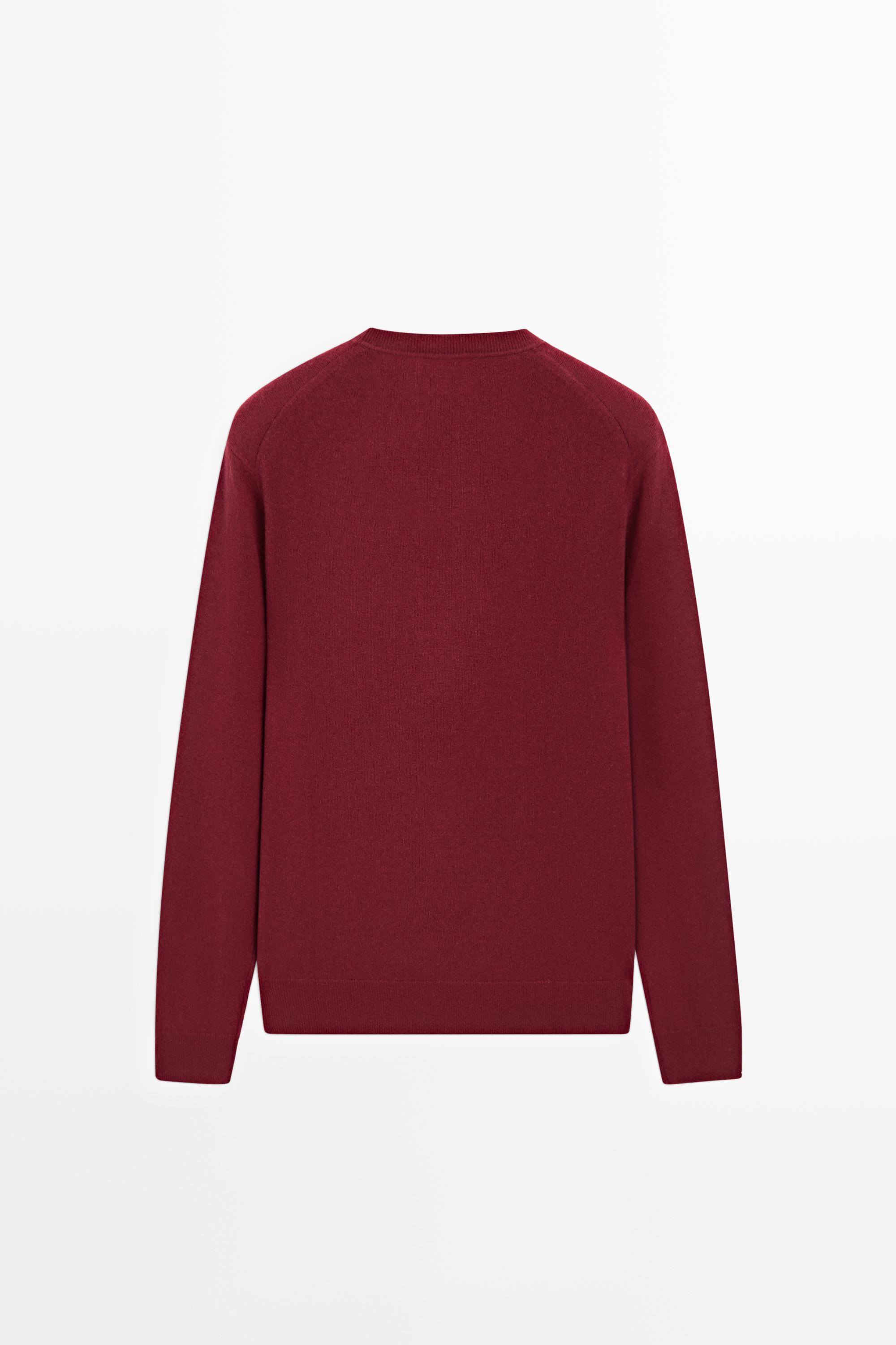 100% cashmere ribbed knit sweater — DARK PINK