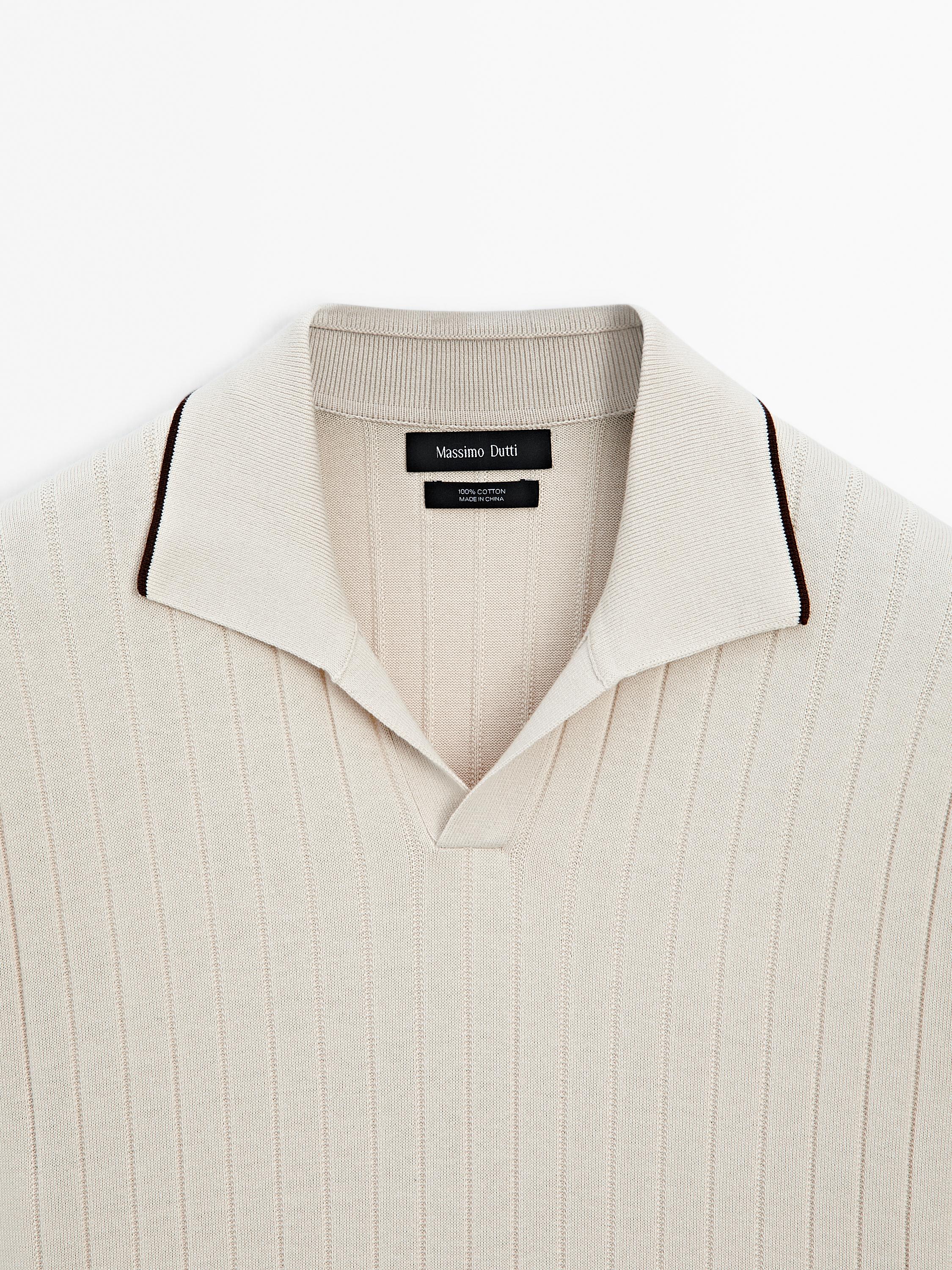 Ribbed knit polo shirt